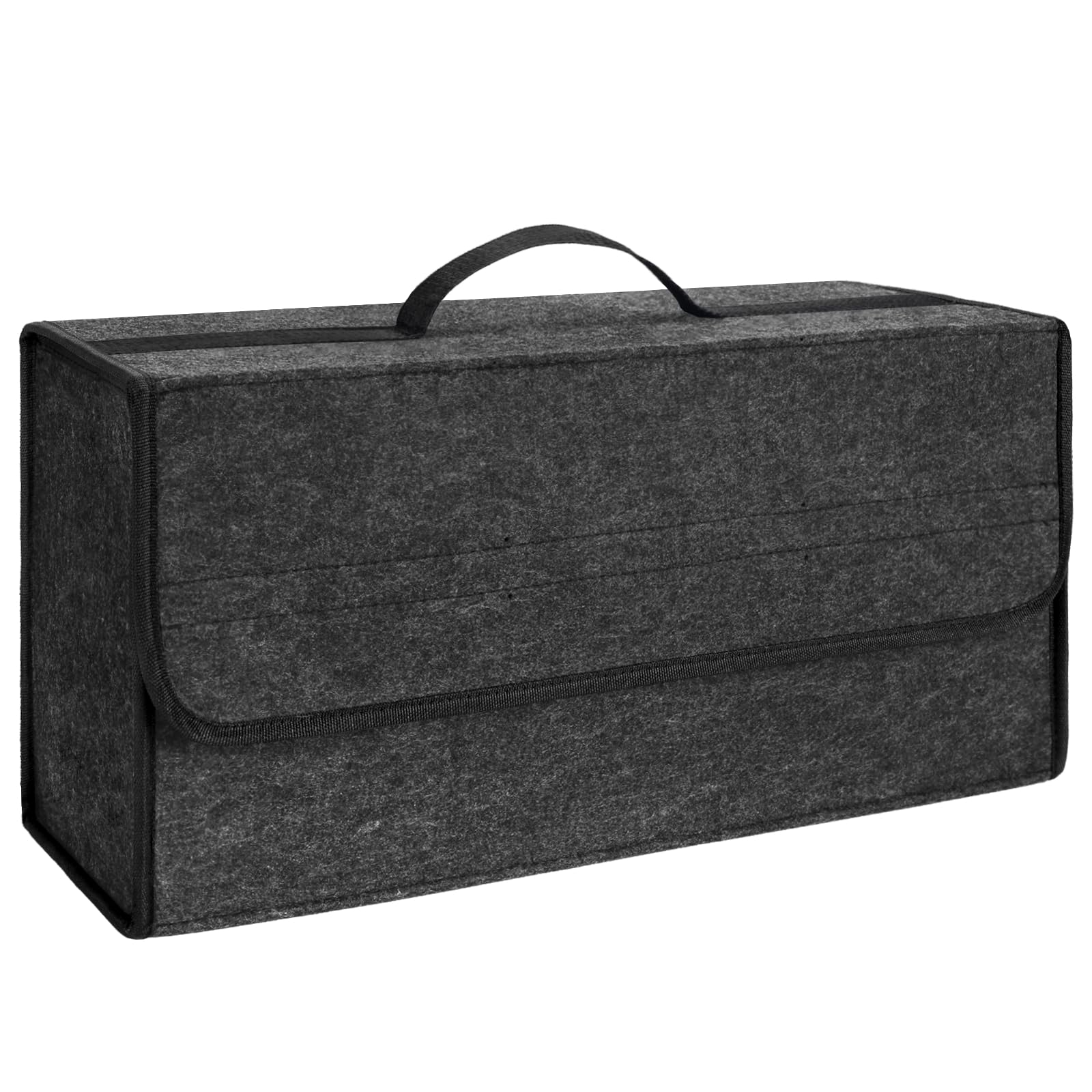 Hiahxc Dark Grey Car Boot Organiser Bag,Foldable Car Boot Organiser Storage With Lid,Anti-Slip Felt Trunk Storage Bag For Tools & Interior Declutter,Boots Tidy Bags Trunk Organizer Box Suitable For All Vehicles (1Pc)