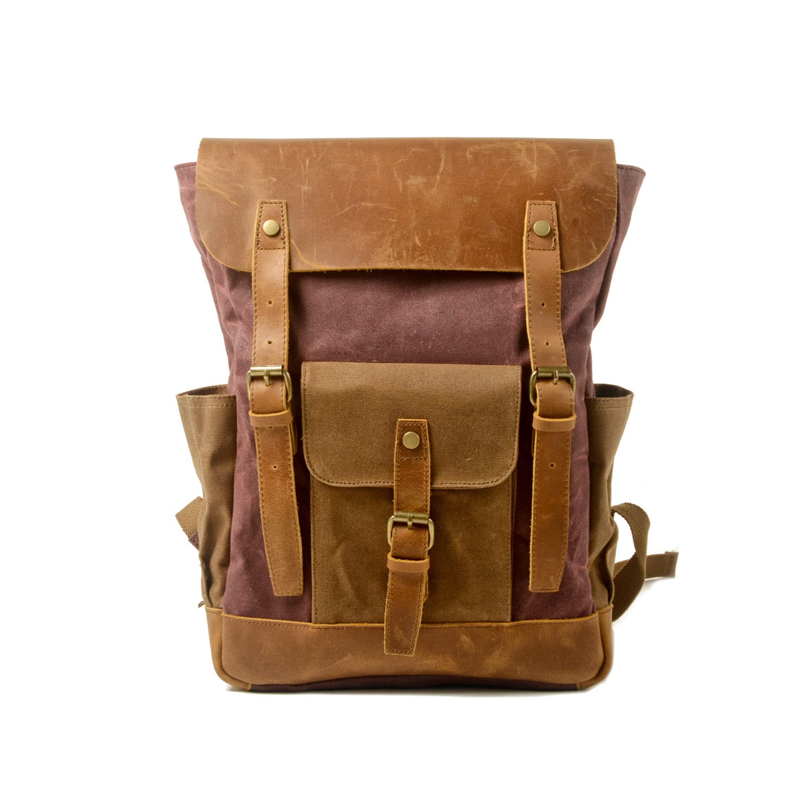 FANDARE Vintage Rucksack for Men Backpack Hiking Women Canvas Outdoor Hiking Daypacks Vintage Daypacks Travel Trekking Rucksack Shoulder Bag for Men Women Sport Camping Mountaineer Knapsack Wine Red — image 1