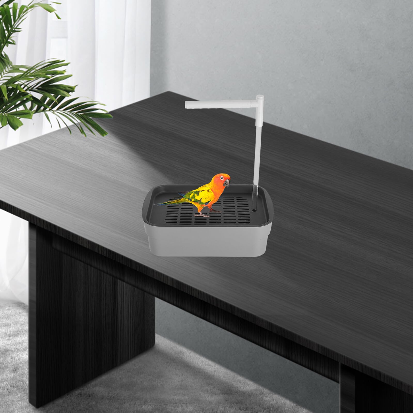 Cuenco de Baño para Periquitos con Circulación Automática de Agua, Bañera de Abs Versátil para Jaulas de Pájaros como Palomas y Cacatúas