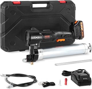 VEVOR Cordless Grease Gun, 20-Volt, 10,000 PSI, 39" Long Hose, Electric Grease Gun Kit Professional High Pressure Battery Powered Grease Gun with Carrying Case, Battery and Charger Included, Black