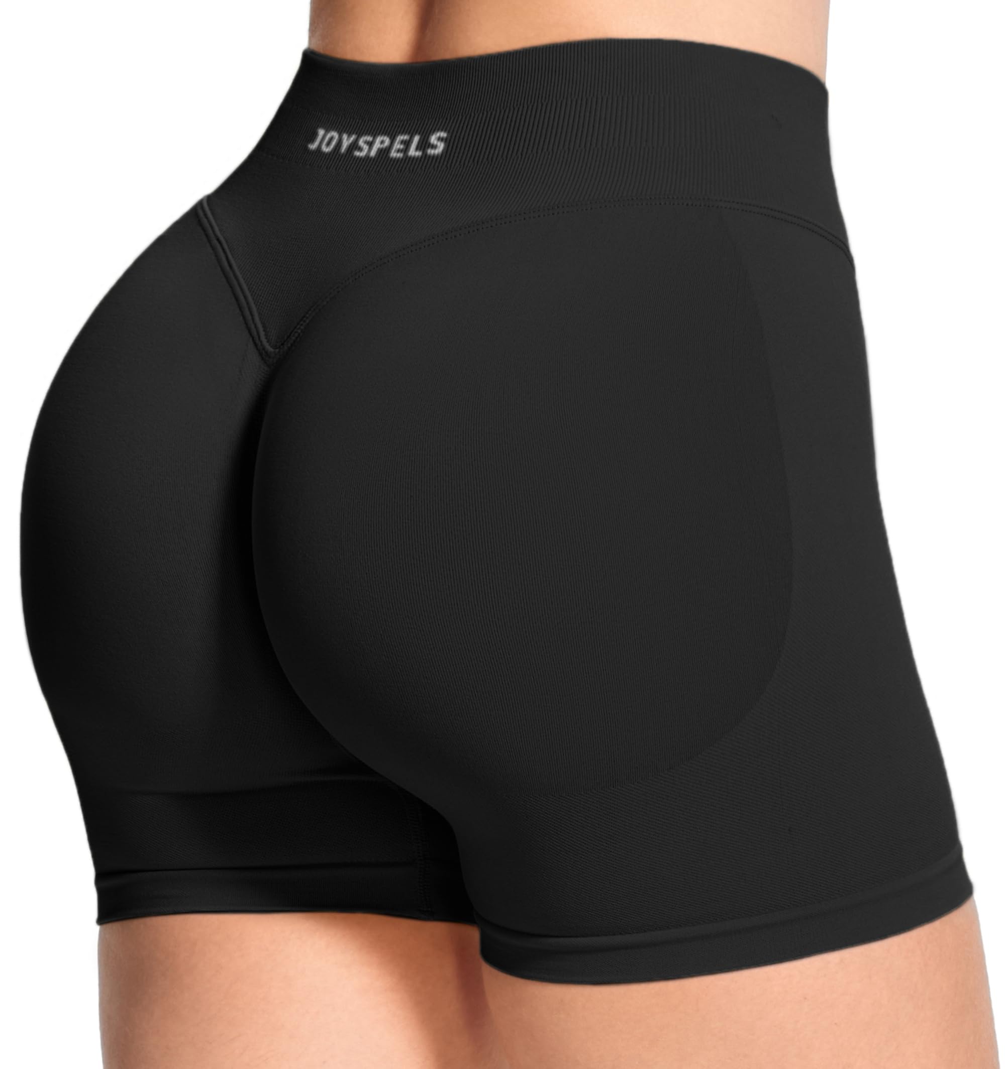 JOYSPELS Gym Sport Shorts Damen, Kurze Sporthose Damen Scrunch Butt Radlerhose Sport Leggings Kurz High Waist Blickdicht Laufhose Seamless Schwarz L