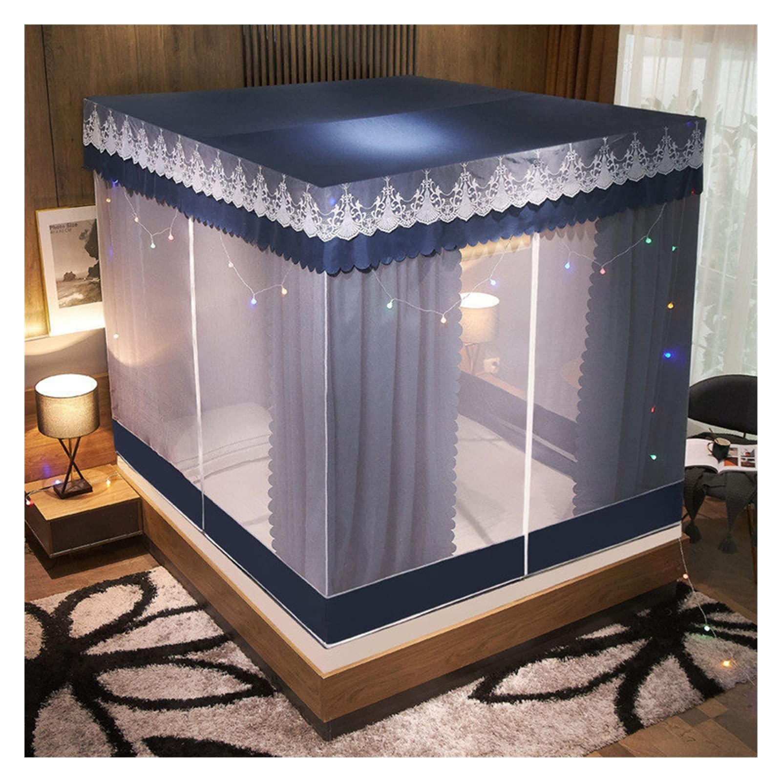 DXTFDHB Dormitory Mosquito Net Household Encryption Mosquito Net Cover Bed Canopy Universal Transparent Mosquito Insect Screen(Grey,6.6 foot bed)