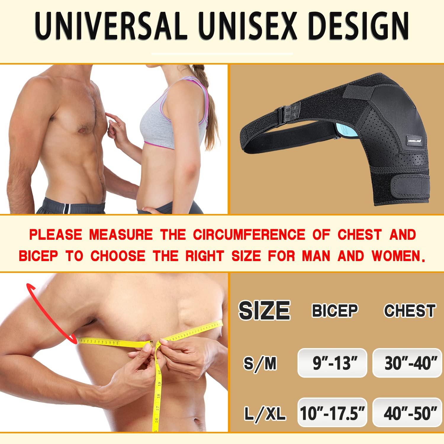 Thx4COPPER Ceinture de compression réglable pour épaulière,Protection des articulations,Soulagement de la douleur pour les articulations dislocées AC,Manchette rotative,Épaule gauche/droite