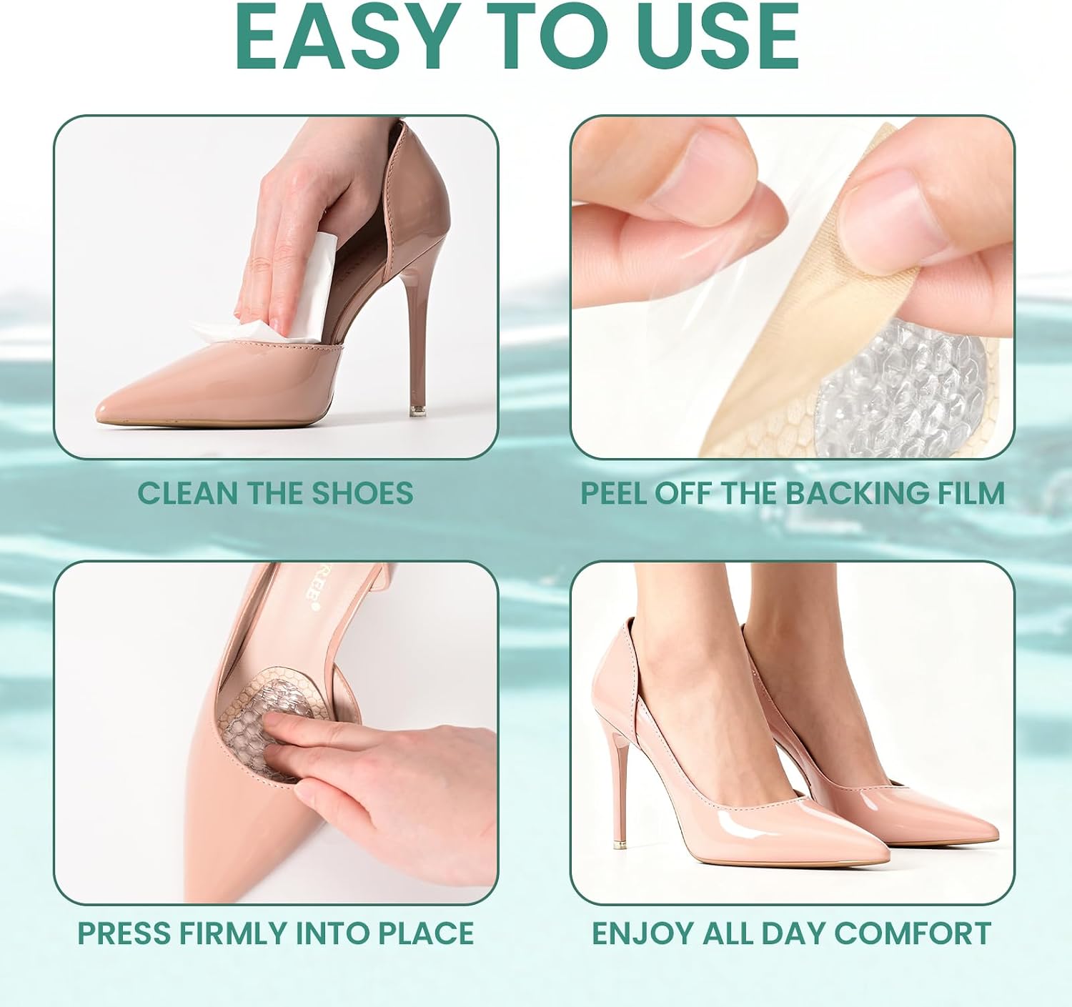 Ball of Foot Cushions for Heels - Welnove 4 Pairs Metatarsal Pads for Women Men Non Slip Shock Absorbing Gel - Invisible Design High Heels Inserts for Foot Pain Relief, Slipping, Blisters (Beige)