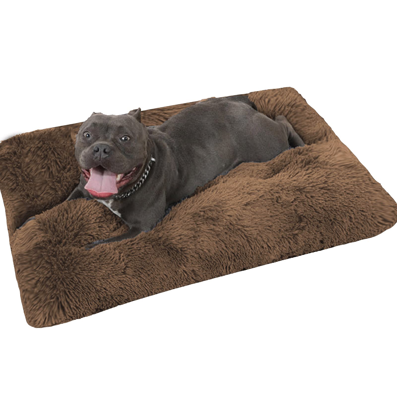 Waigg Kii Calming Dog Cat Bed,Kennel Dog Pad Mattress Orthopedic Dog Bed Removable Washable Anti-Silp for Large Medium Small Dogs Cats Puppy (110 * 80 * 10cm,Coffee)