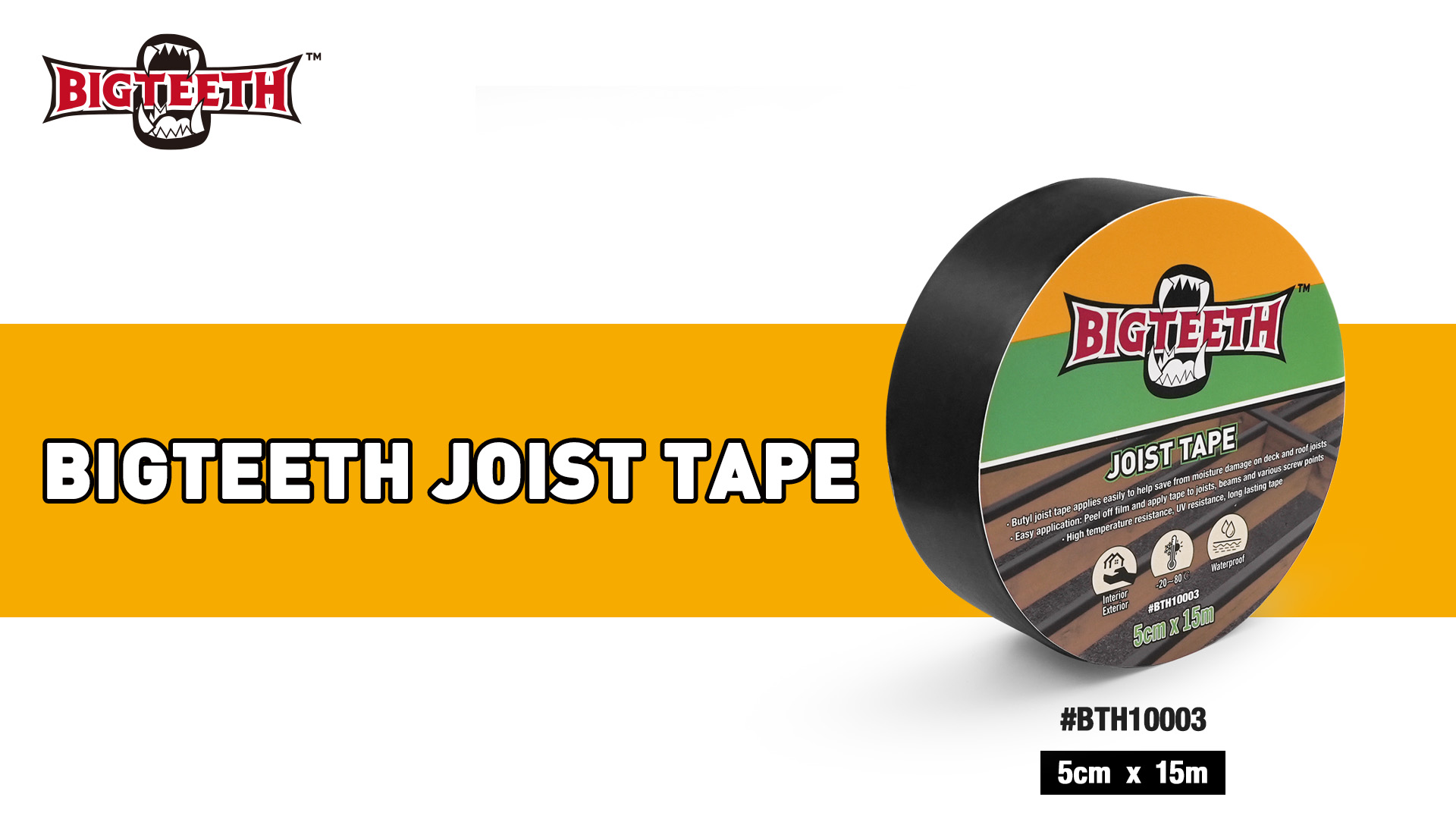 Image of BIGTEETH Butyl Joist Tape for Decking Waterproof 2 inch x 49 Feet | Deck Joist Tape, Self-adhensive Flashing Tape for Wood Anti-Corrosion,High temperature resistance, UV resistance