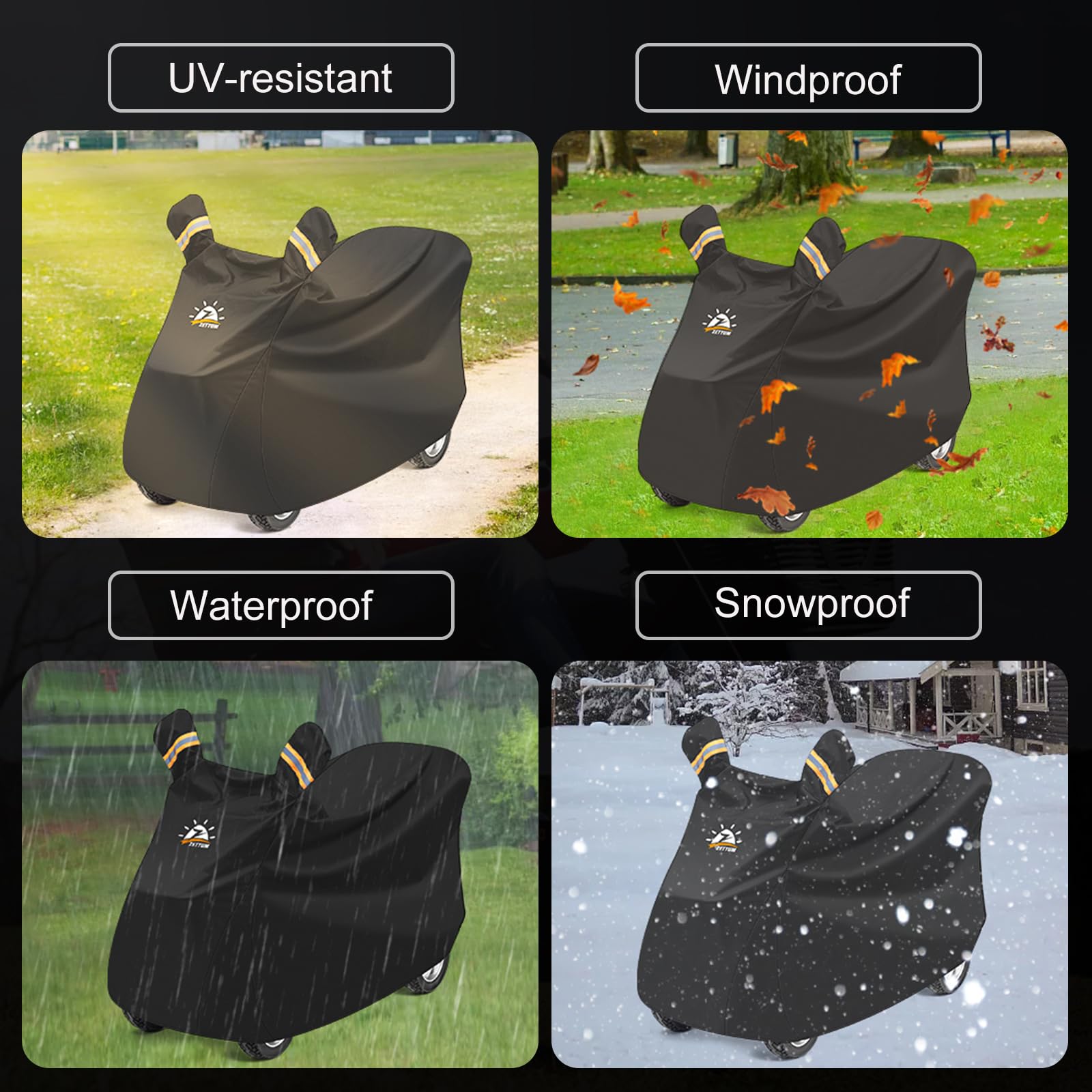 Zettum Funda para scooter de movilidad de 142 cm, 600D, de poliuretano, resistente e impermeable, accesorios de cubierta de scooter eléctrico para exteriores, ajuste universal para la mayoría de