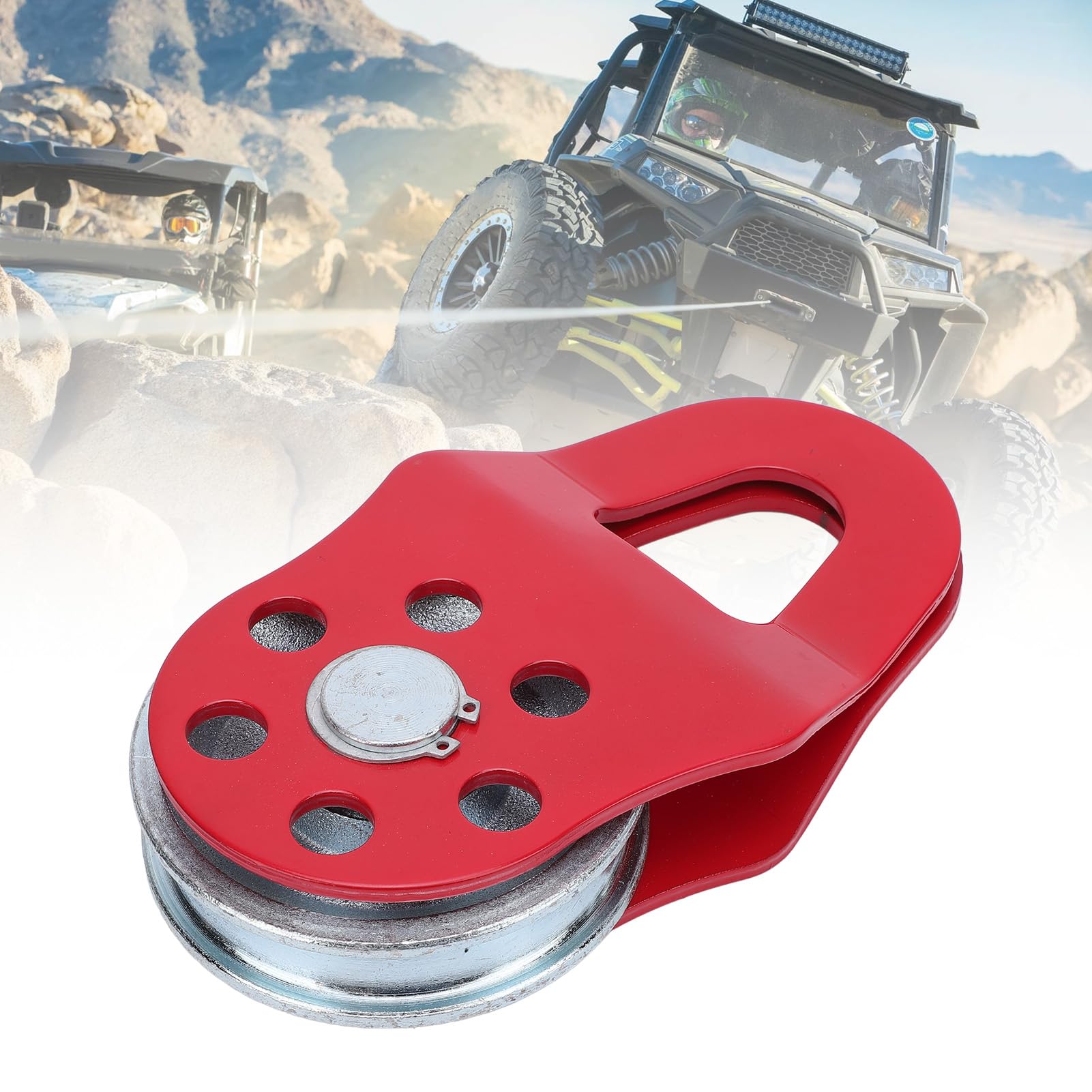 Zoeyilan Winch Snatch Block Pulley, 8T Heavy Duty Block and Tackle Pulley, Carbon Steel Towing Pulley Block, High Strength, for Truck Tractor ATV UTV, 1 Pack, Red