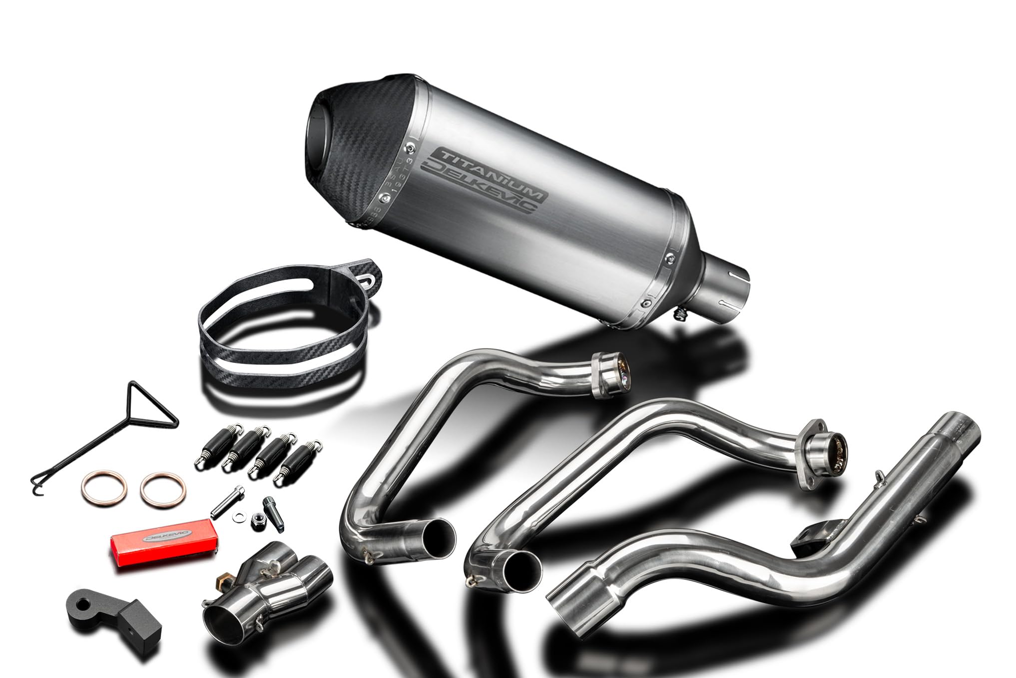 w800 DELKEVIC ステンレスフルエキマフラー Complete Exhaust with 16 Inch Slash Cut Mufflers to fit W800