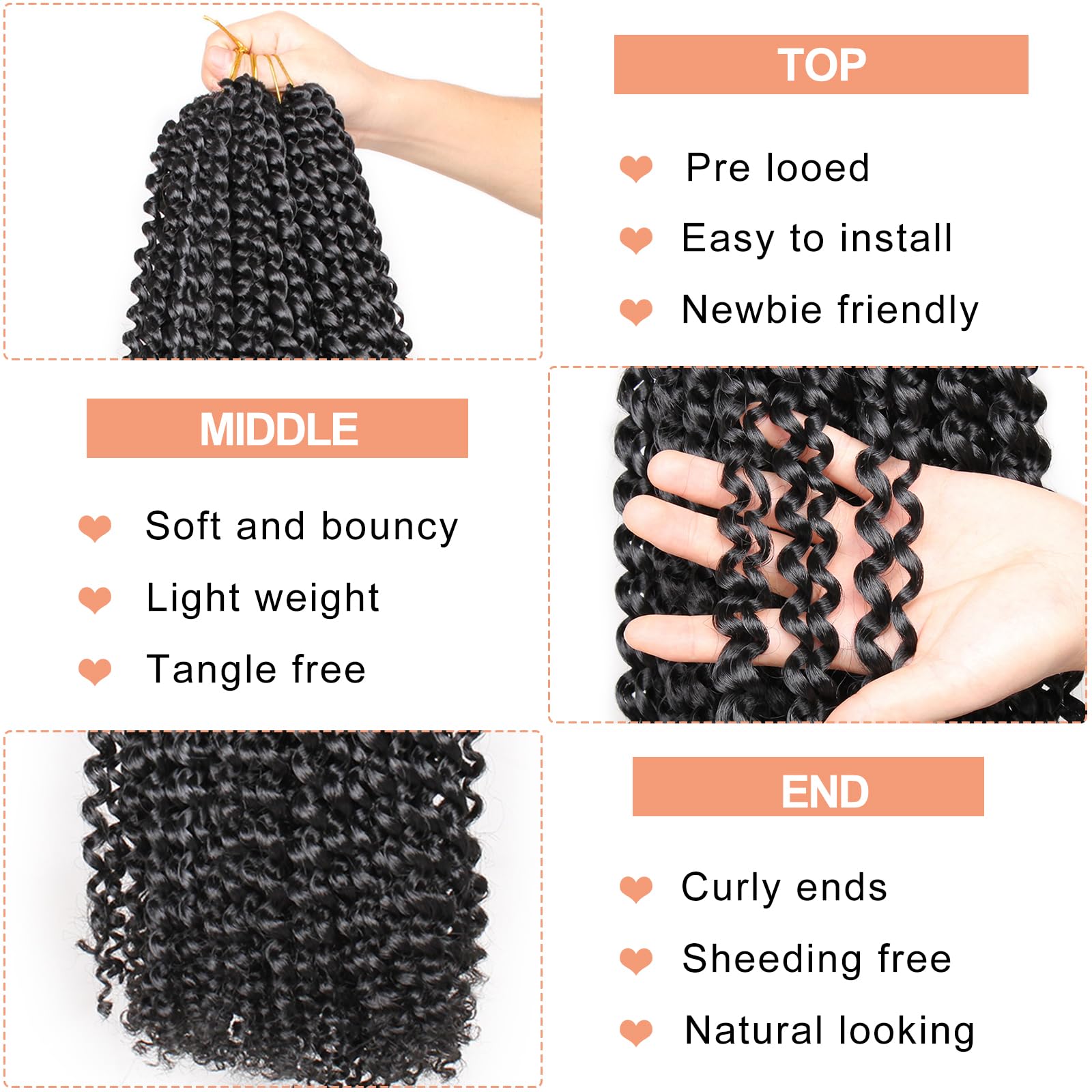 Mscat 12 Inch Short Passion Twist hair 7pcs Water Wave Crochet Hai Extensions For Passion Twist Braiding Hair Braids 2# - Image 3