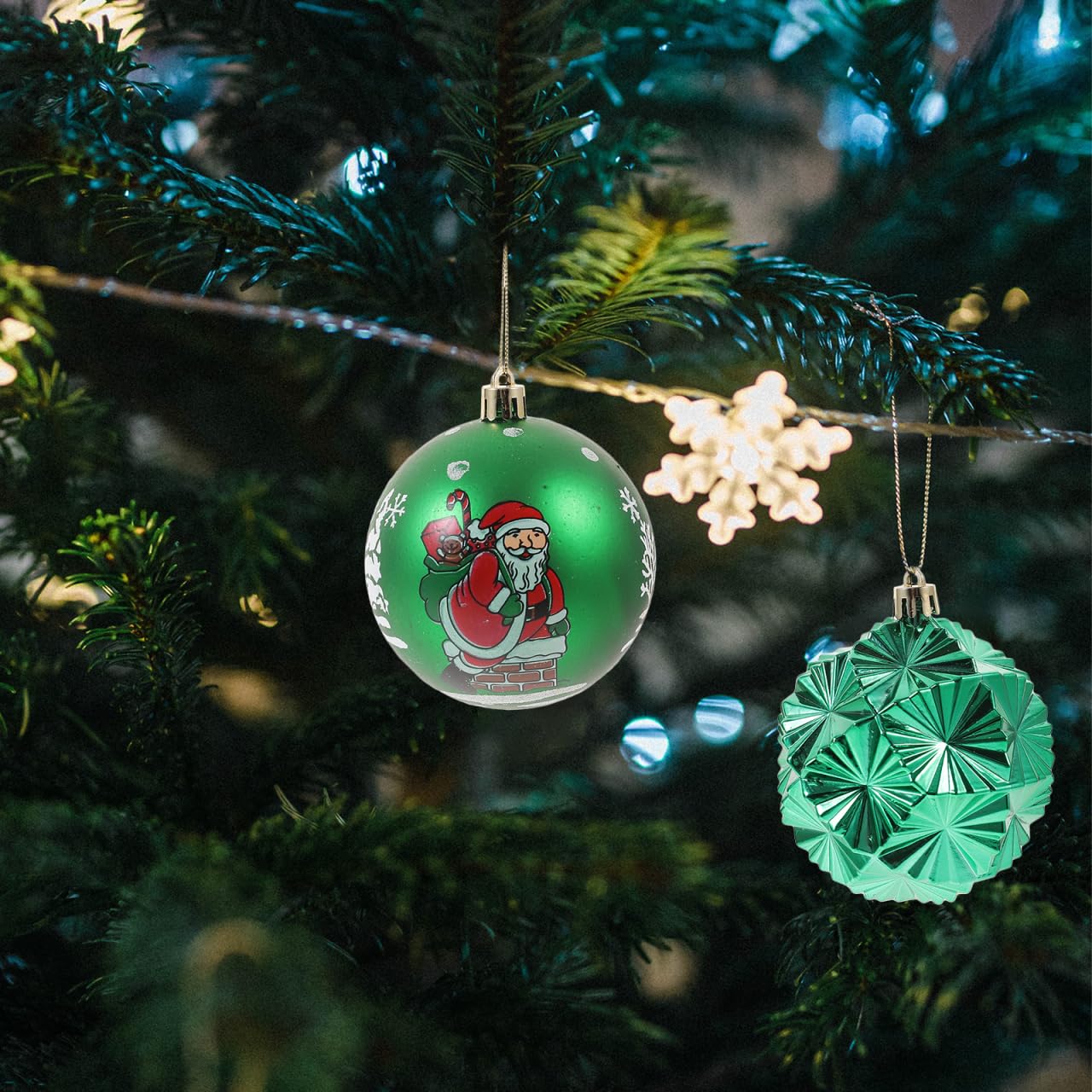 IMIKEYA 9 Stück Weihnachtskugeln Kunststoff Grün Weihnachtsbaumschmuck Ornamente Plastik Christbaumkugeln für Weihnachten Deko, 3x3,5 cm