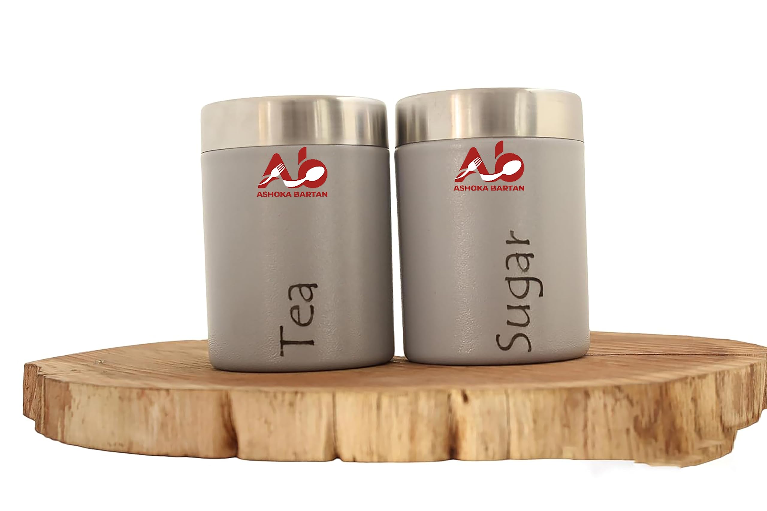ASHOKA BARTAN Stainless Steel Tea Sugar Container Set of 2 - Airtight 600ml Grey Sugar Tea Containers for Kitchen Storage - Durable Stainless Steel Tea Sugar Storage Boxes (B0CY5GNP4Y) Amazon Price History, Amazon Price Tracker