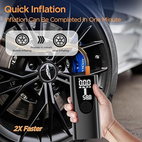 Miniatura 3 de Inflador de neumáticos, compresor de aire portátil, bomba de aire portátil de 150 PSI para neumáticos de automóvil con indicador de presión preciso,