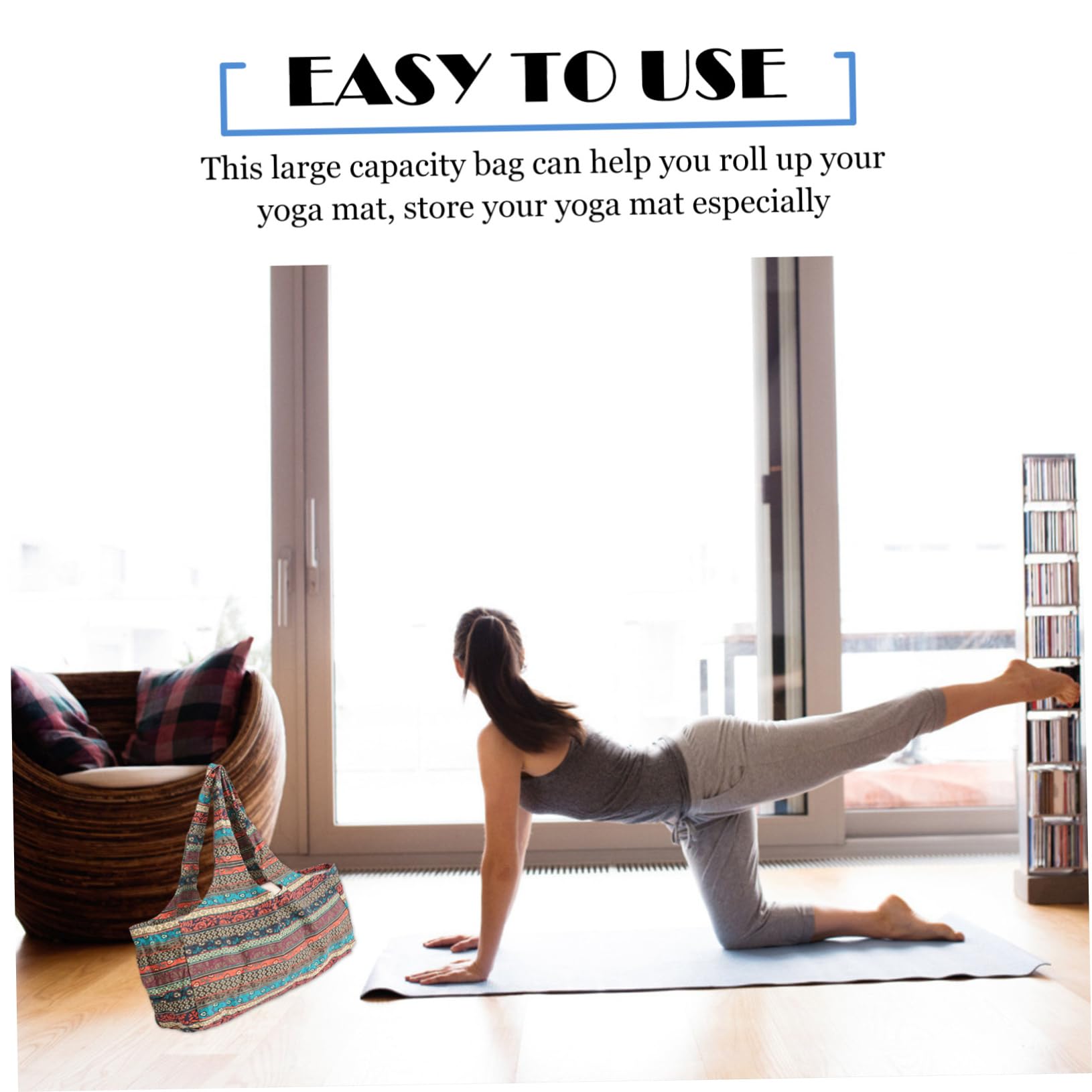 Gatuida Bedruckte Yogamattentasche Canvas Mit Kordelzug Ethno Stil Sporttasche Für Fitness Reisen Und Yoga