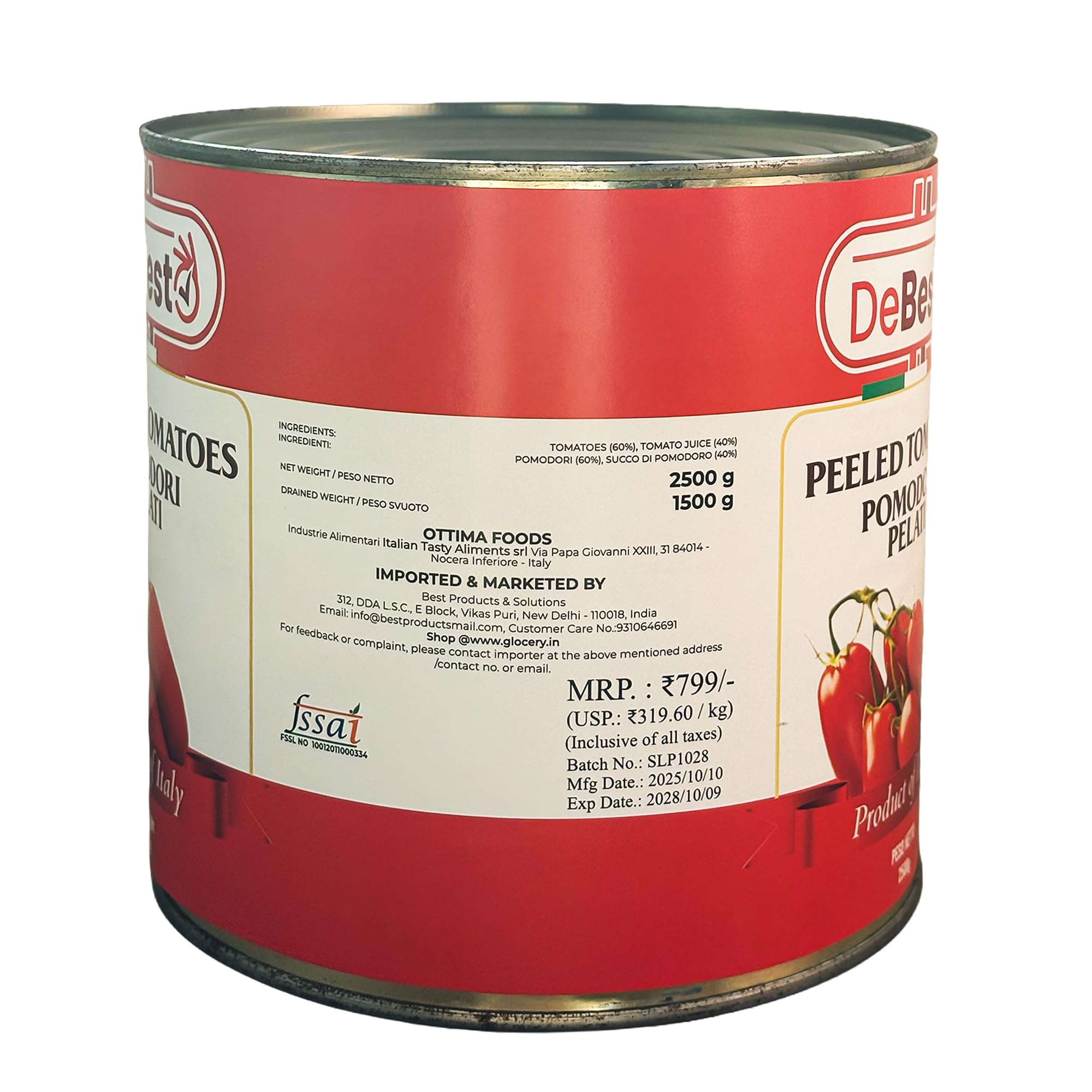 DEBESTO Premium Italian Peeled Tomato 2.5Kg | Pomodori Pelati 1
