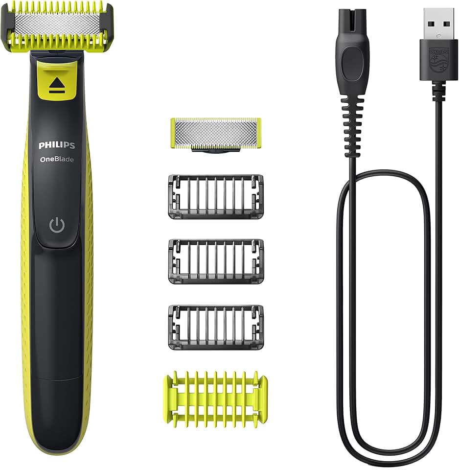 Aparador e Barbeador Elétrico de Pelos Philips OneBlade com 4 pentes QP2824/10 À prova d’água - Bivolt