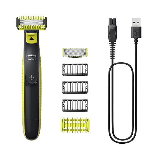 Aparador e Barbeador Elétrico de Pelos Philips OneBlade com 4 pentes QP2824/10 À prova d’água - Bivolt