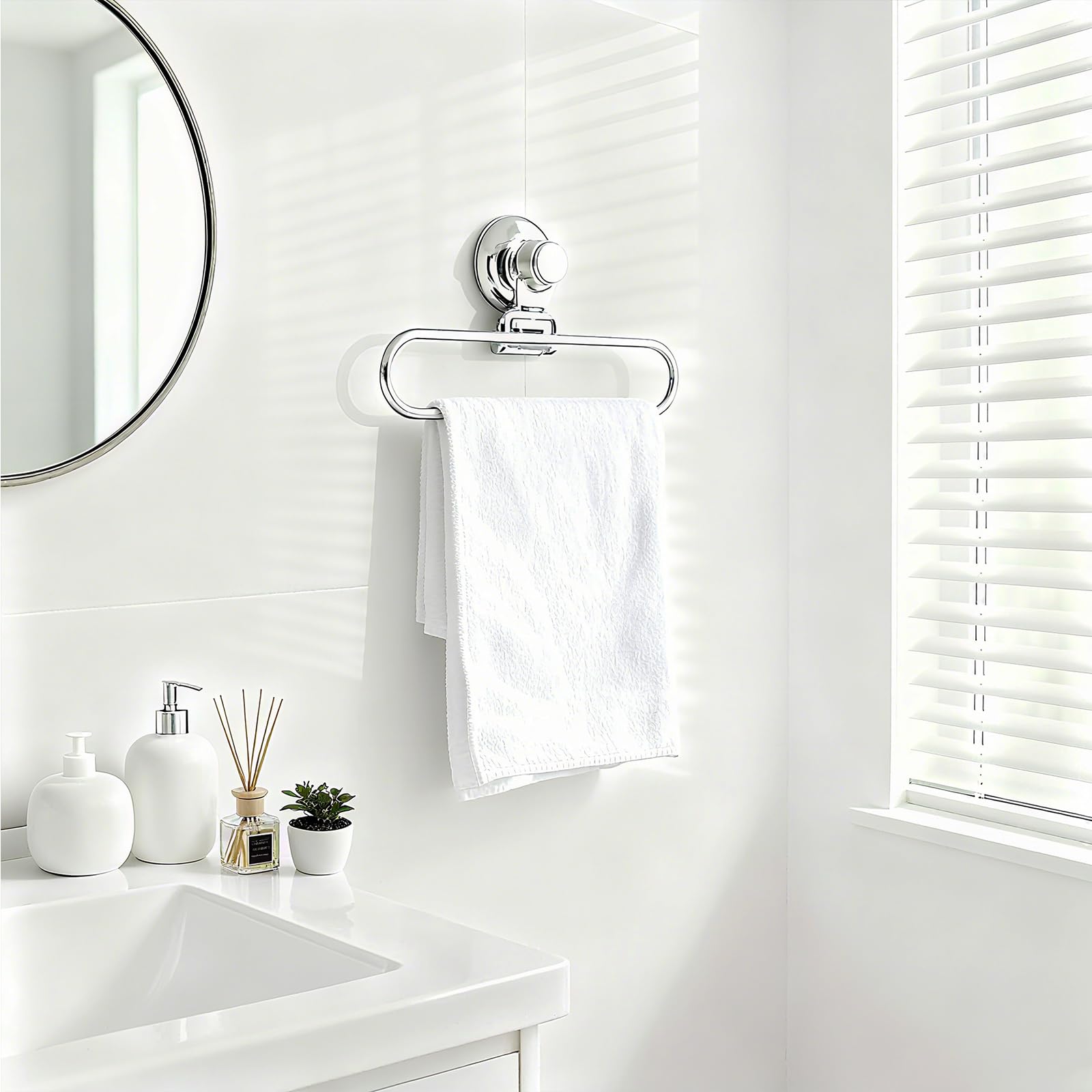 Poywaze Suction Hand Towel Holder for Bathroom Stainless Steel Towel Ring, Wall Mounted Sucker Towel Rail - Image 2