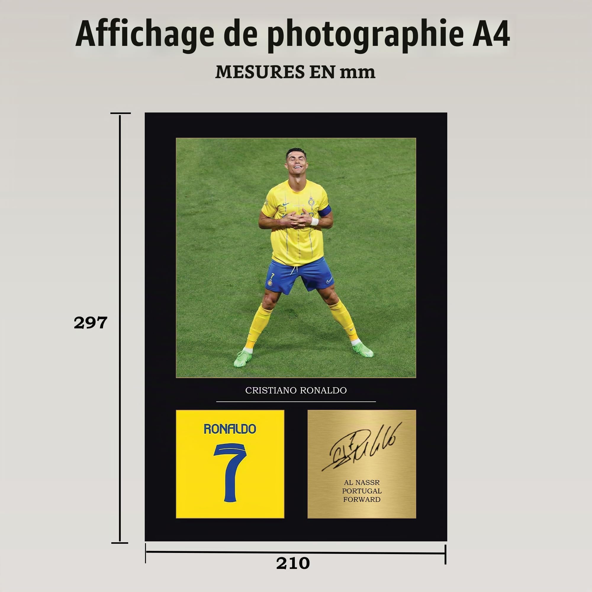 Cristiano Ronaldo - Impression A4 dédicacée sans cadre - Cadeau Ronaldo pour garçons - Reproduit numériquement - Cadeaux Ronaldo pour homme Ronaldo Al Nassr CR7