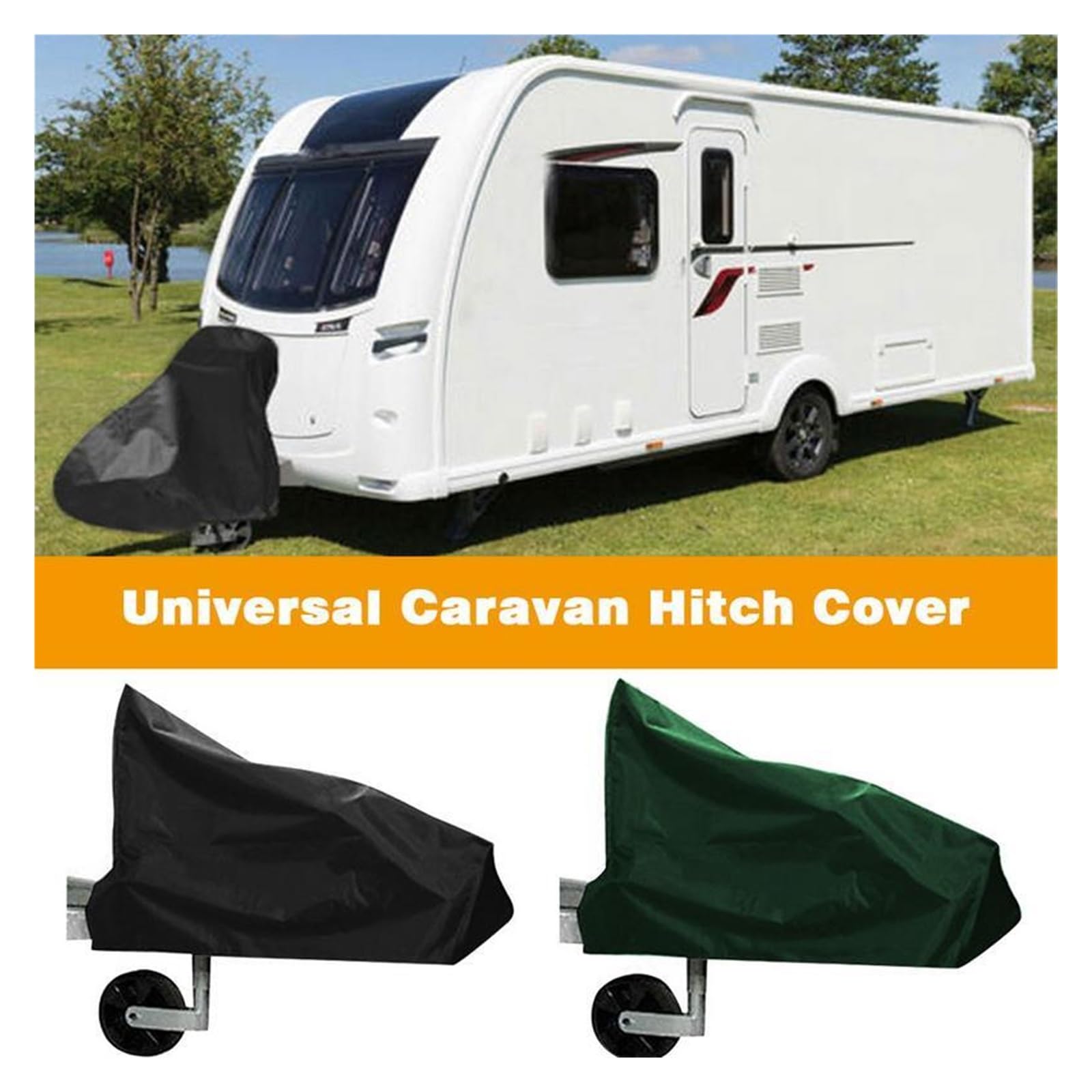 Deichselabdeckung Wohnwagen Universal-Anhängerkupplungsabdeckung for Wohnwagen, Camper-Zubehör, Wohnmobil, 210D wasserdichtes Polyester, langlebige Anhängerabdeckung mit verstellbarem Riemen(Black)
