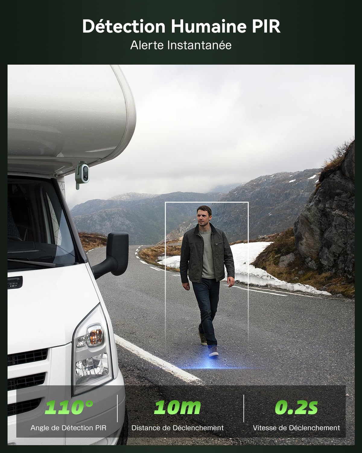 Xega 4G LTE Caméra Surveillance Magnétique avec Carte SIM Portable | 2K HD Caméra de Surveillance 6,000mAh Batterie PIR Détection Humaine pour RV/Camping/Voyage IP65