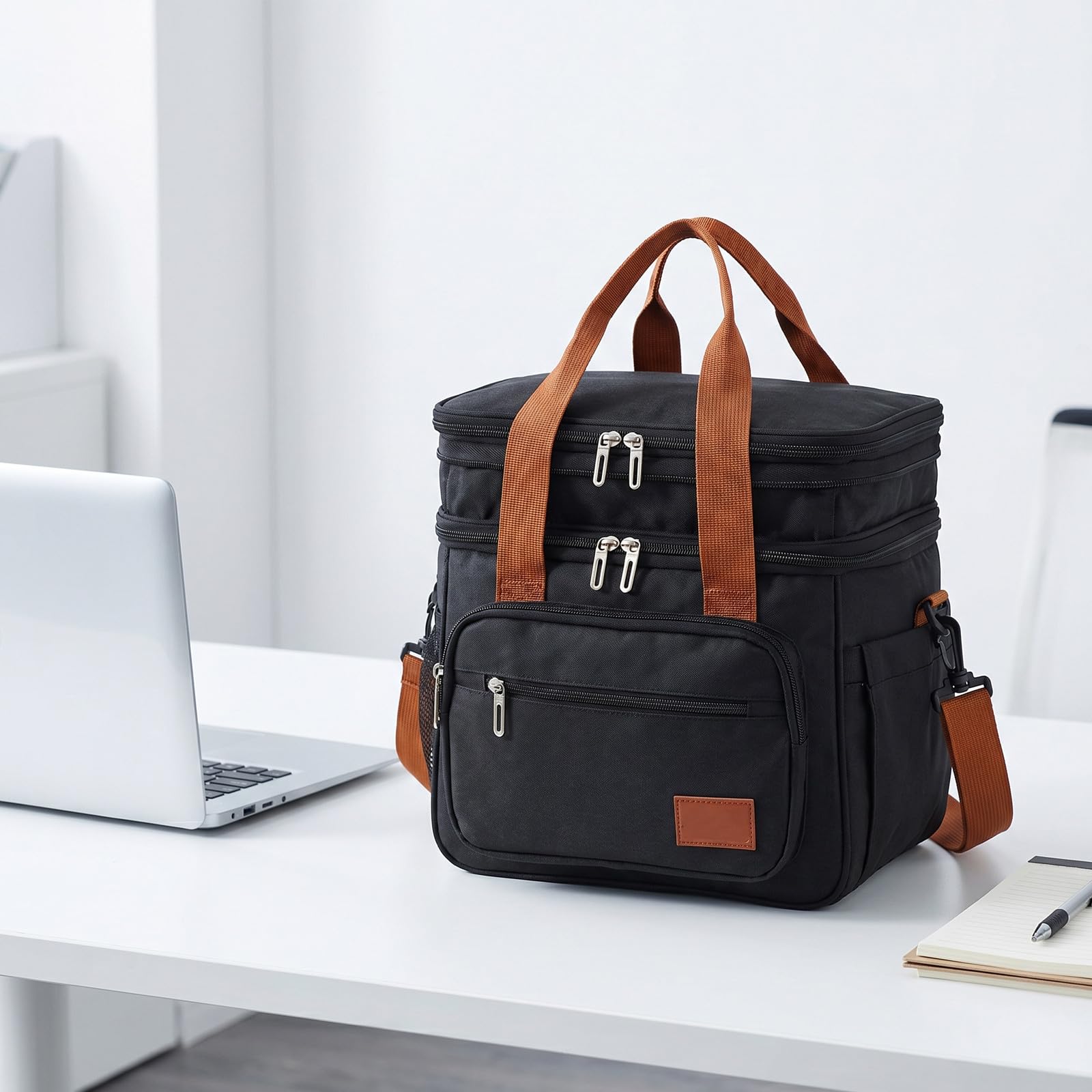 Luxshiny Fiambrera isotérmica para hombre y mujer, bolsa térmica de doble capa a prueba de fugas con diseño expandible para la oficina y picnics al aire libre, 28 x 26 x 25 cm.