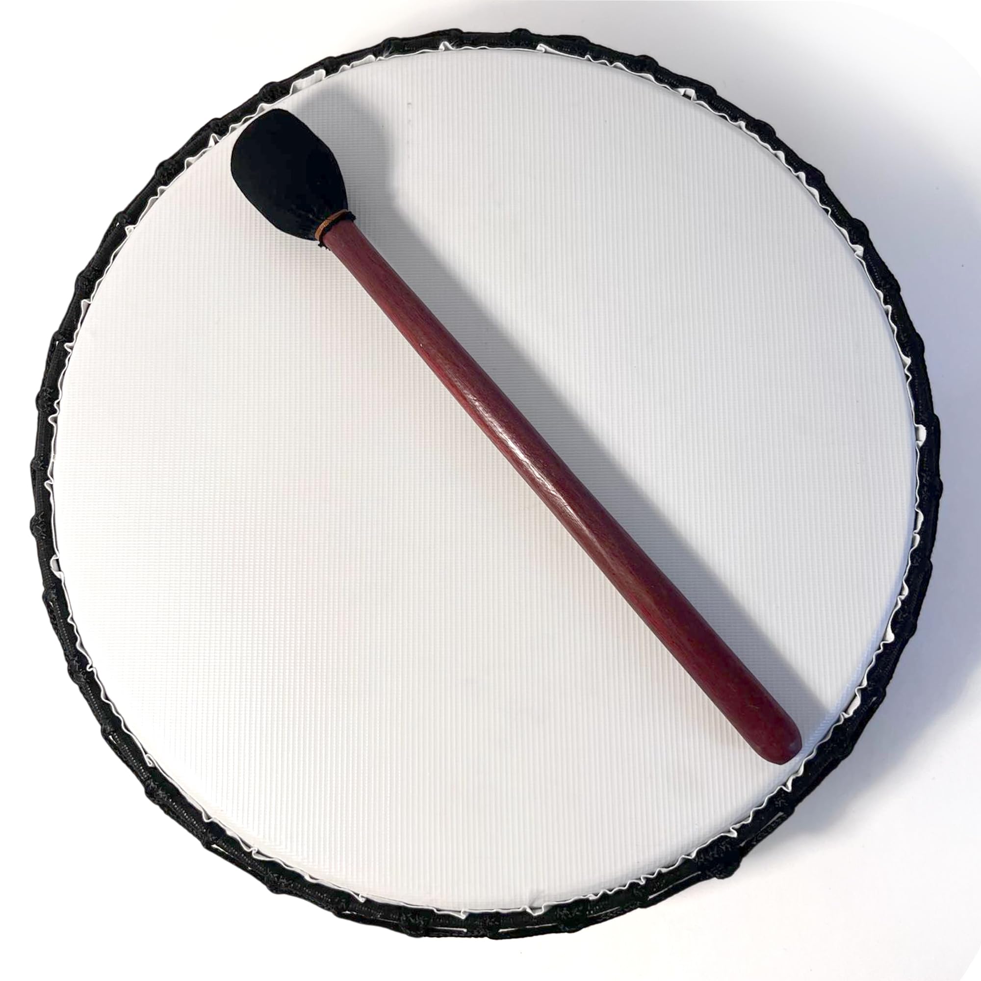 Grande tamburo sciamanico vegano da 40 cm con battitore in legno, strumento a percussione con suono profondo risonante