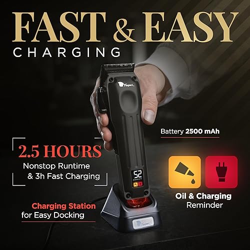 Miniatura 6 de Fagaci Cortapelos profesionales para hombres con precisión superior, afilado 5 veces más largo, cortapelos profesionales de peluquería inalámbricos