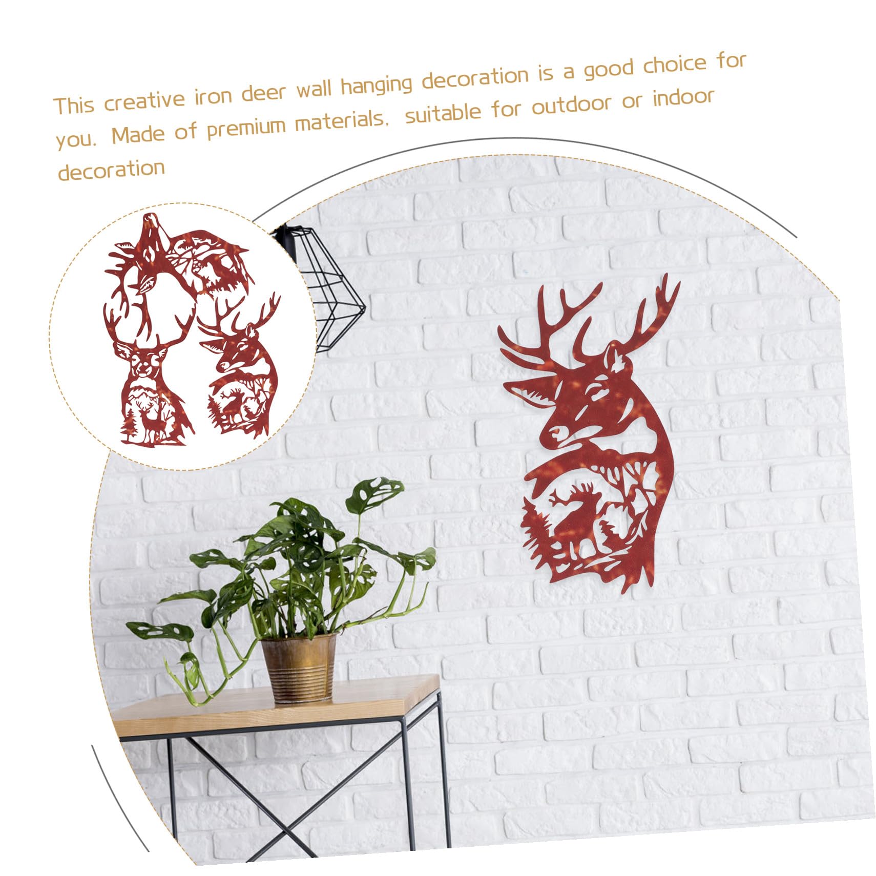 Mobestech Decorazione Murale Facile da Appendere e 3 Pezzi in Ferro a Forma di Cervo Artigianato Metallico per Interno e Giardino per Interno Giardino