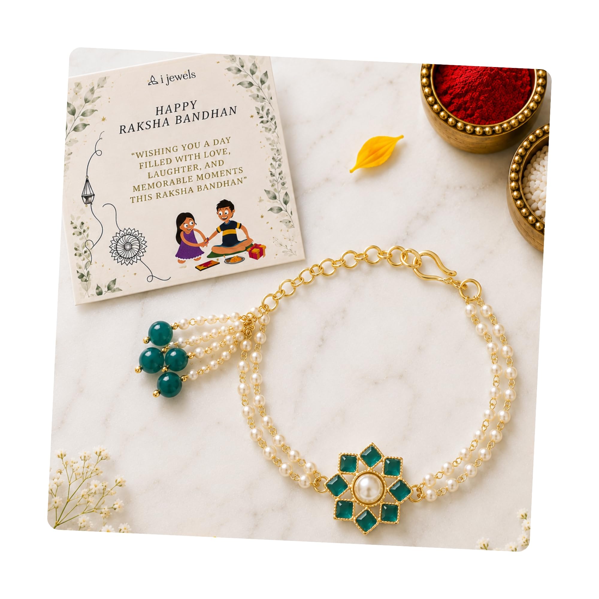 i jewels Stylish Pearl Hanging Adjustable Bracelet For Women & Girls (R108L)-picture-22