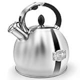 Whistling Tea Kettle for Stovetop, (2.64 Quart-Mirror） Food Grade Stainless Steel Teapot of 5-layer base