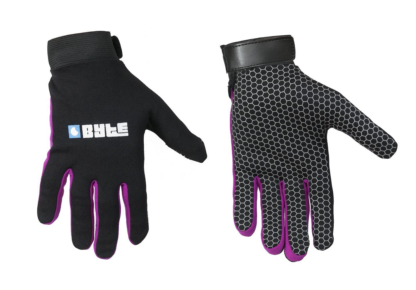 BYTE SNUG FIT SKIN HOCKEY GLOVES BLACK PURPLE (MEDIUM)