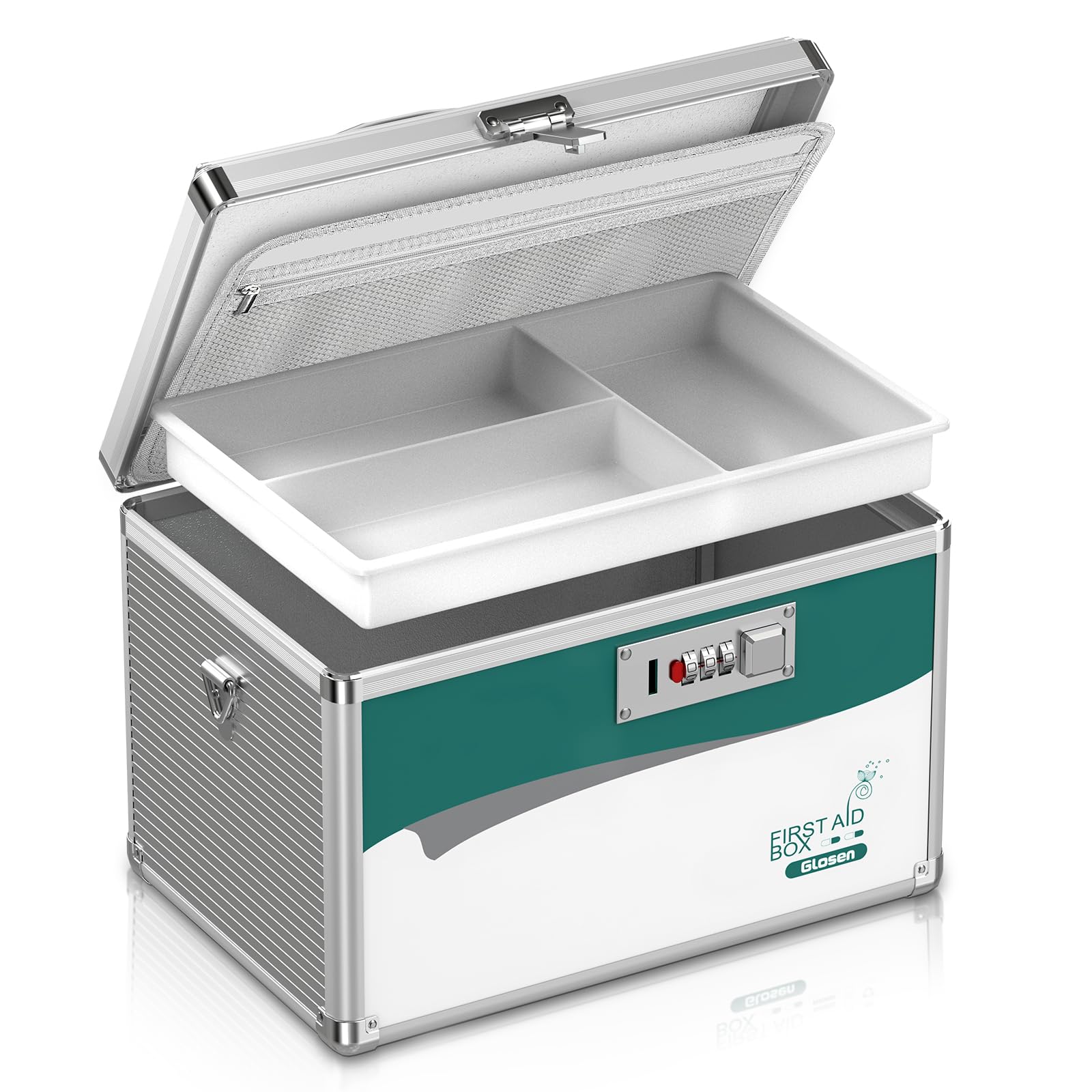 Glosen Medicine Lock Box with Combination Lock,Medication Lock box 【Medium 12 x 7.68 x 7.87 Inch】 Safe Lock Box,Medical Box Organizer