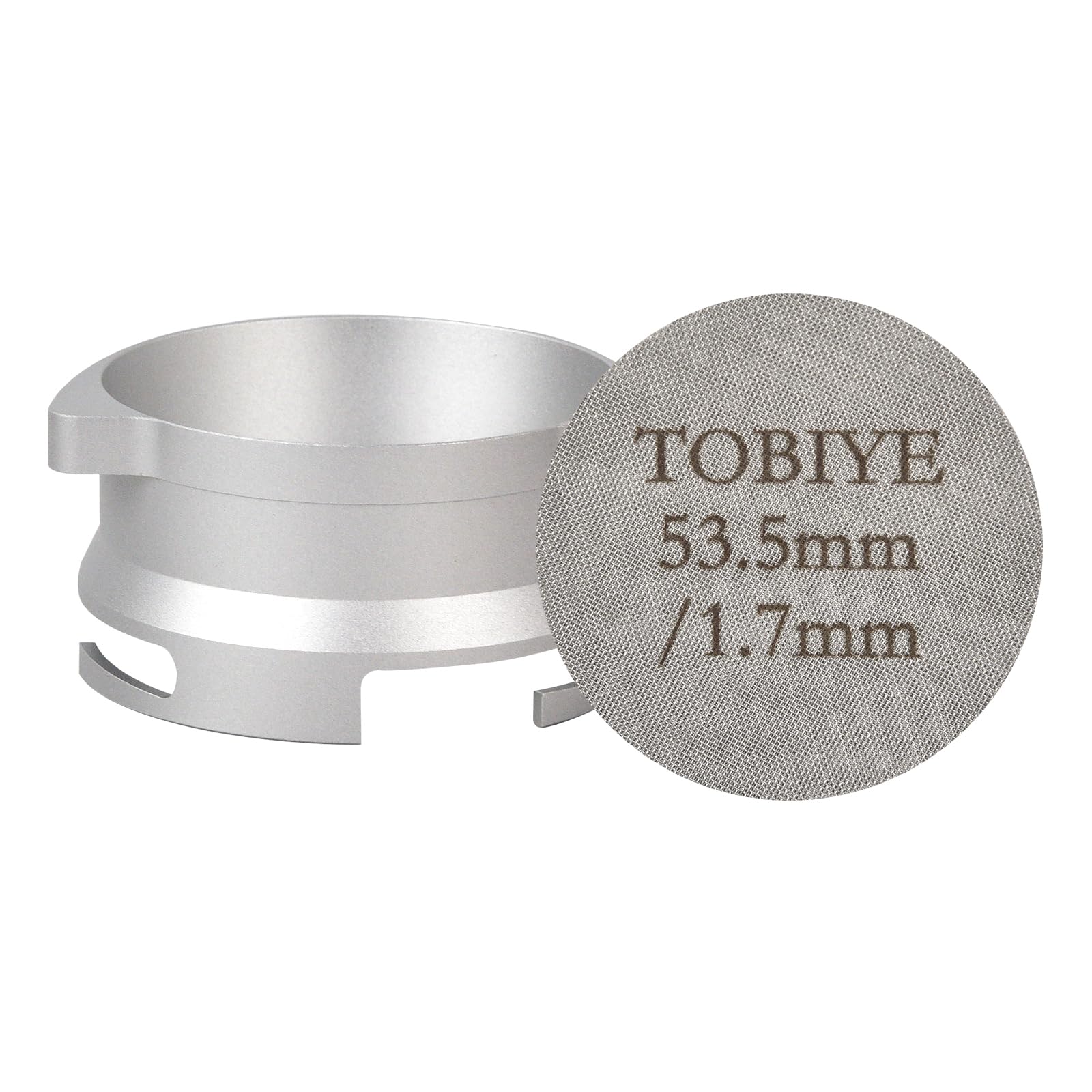 Tobiye 54mm Espresso Dosing Funnel Puck Screen Set, Hands-Free Espresso Accessories, Aluminum Alloy Coffee Dosing Ring & 53.5mm/1.7mm Puck Screen Compatible with Breville