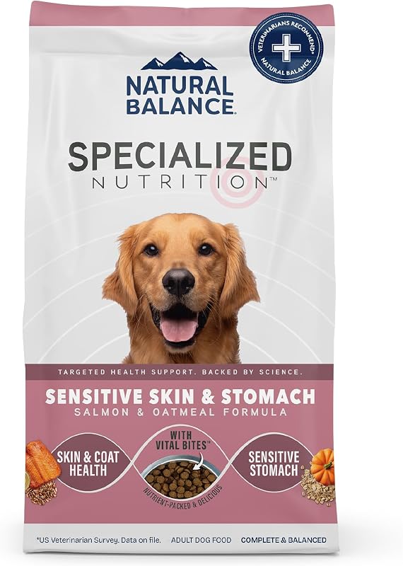 Ração Seca para Cães Natural Balance com Salmão e Aveia para Pele e Estômago Sensíveis, aproximadamente 1,59 kg