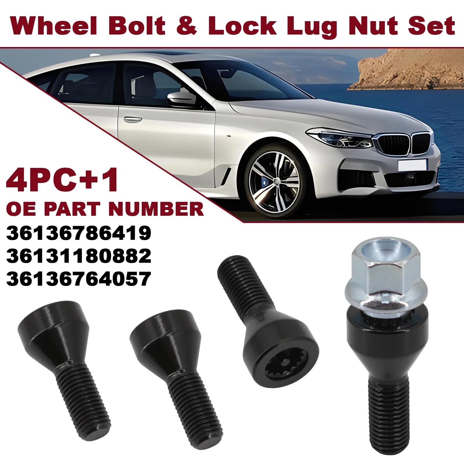 Śruby do Kół dla BMW serii 1/3/5/6, dla Mini Coopera, Zestaw śrub do szpilek kół M12x1,5 36136786419