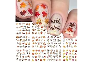 Fall Nail Art Stickers: Vibrant Maple Leaves, Turkeys, and Pumpkins for Autumn Nail Designs