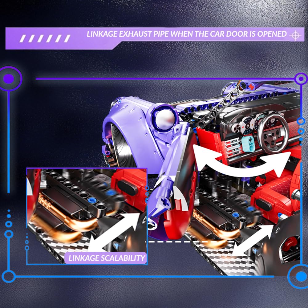 Supercar Baustein Set, 4190 Teile Technology Serie Groß Klemmbausteine Auto, 1:8 MOC Sportwagen Technik Modell, Bauspielzeug Geschenk für Erwachsene und Jugendliche (10544)