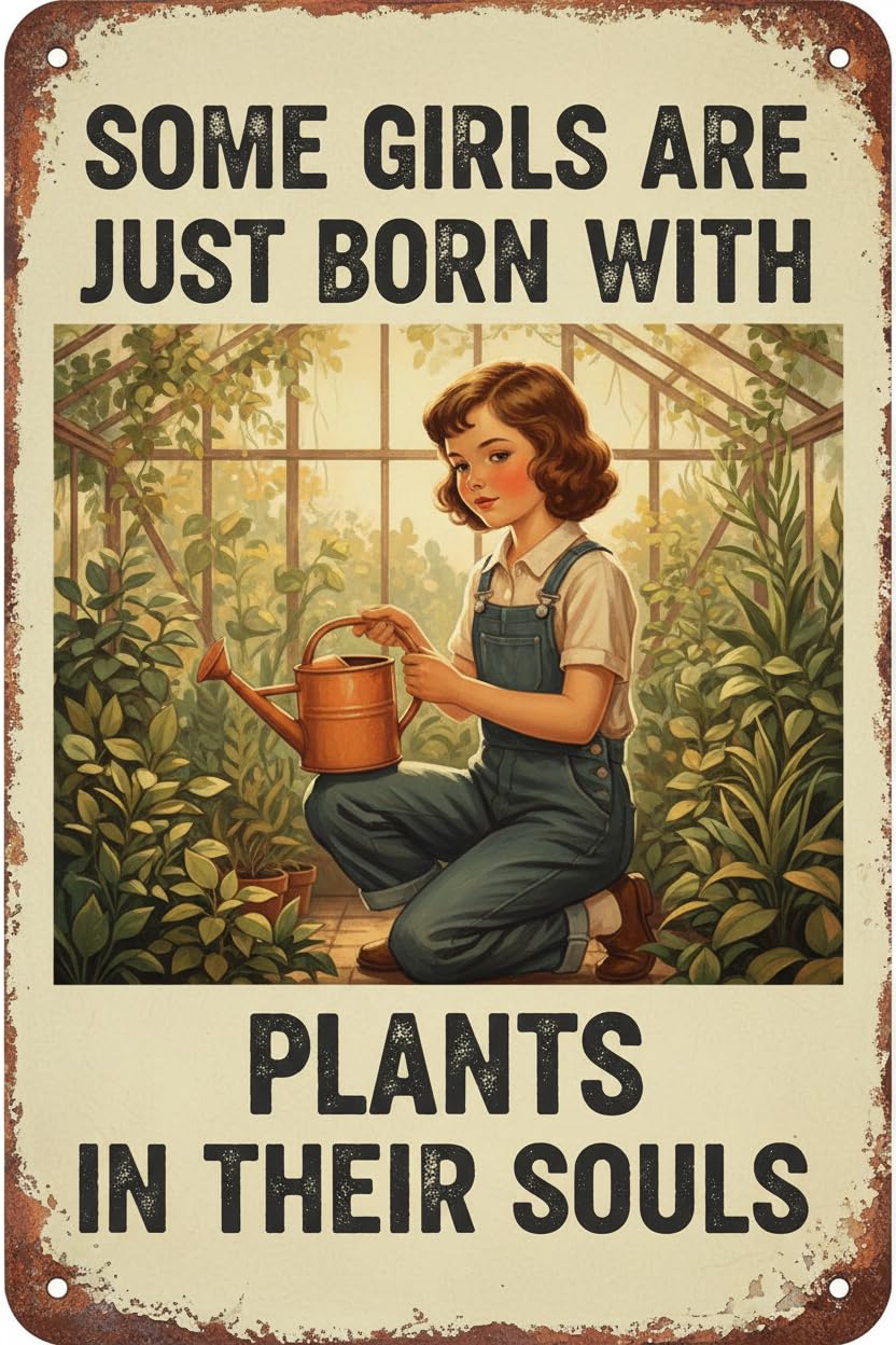 Plaque Metal Sign Garden Some Girls Love Plants Tin Sign Vintage Art Wall Decor Sign for Home Bar Pub Cafe Farm Room 8"x12"