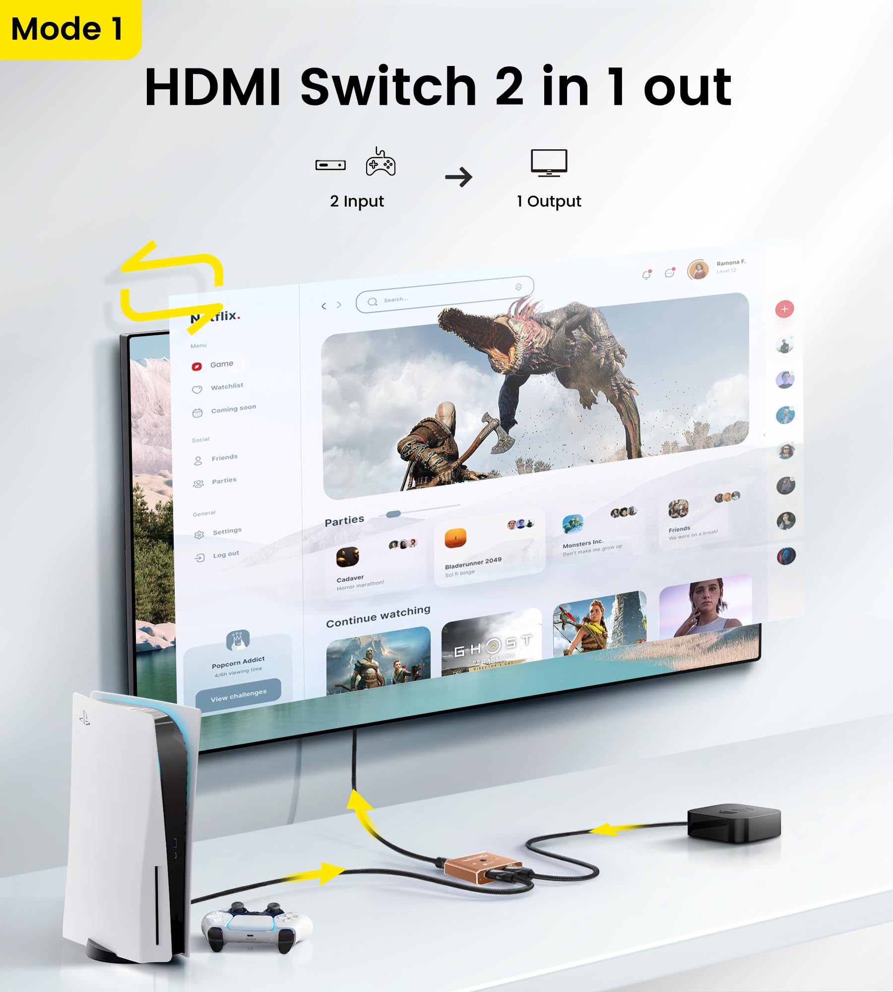 Amazon.com: HDMI Switch 4K 120Hz, avedio links 8K HDMI 2.1 Switch