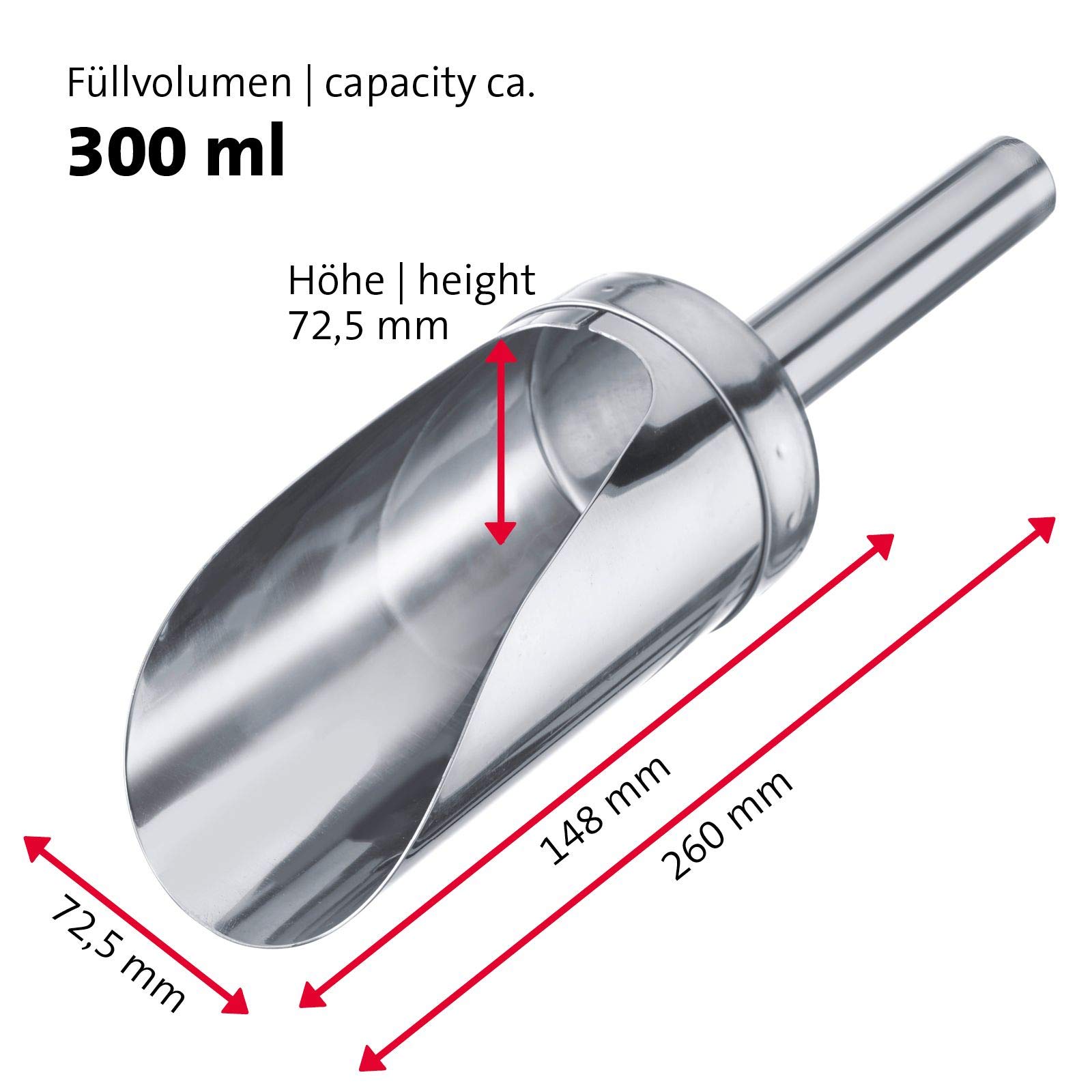 Westmark Paletta per pesare/riempire, Capacità: 300 ml (ca. 350 g di farina), Rotondo, Acciaio inox, Argento, 91132270