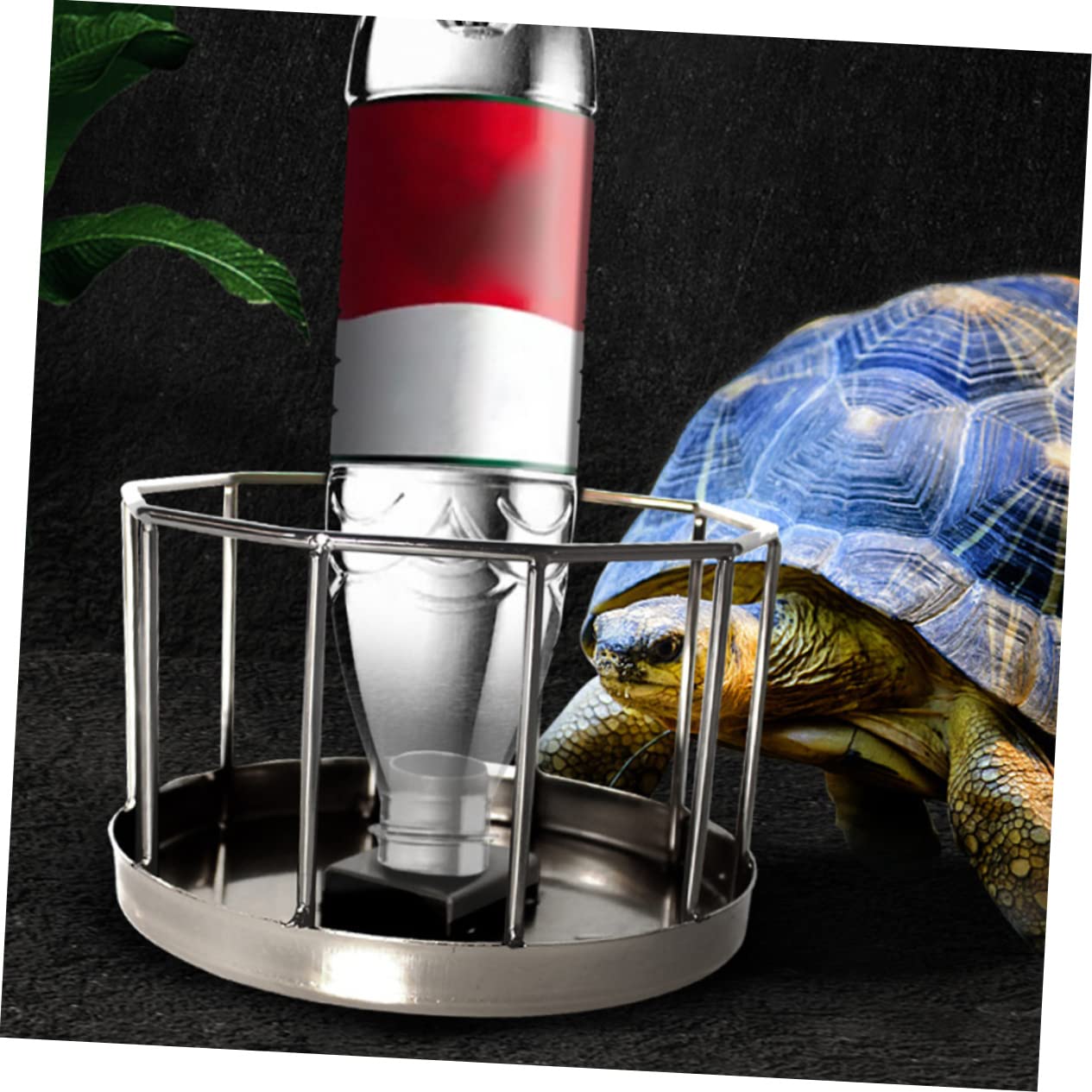 Kisangel Plato de Agua Automático para Reptiles y Tortugas Diseño Anti Óxido en Acero Inoxidable para Alimentación y Bebida Segura de Mascotas