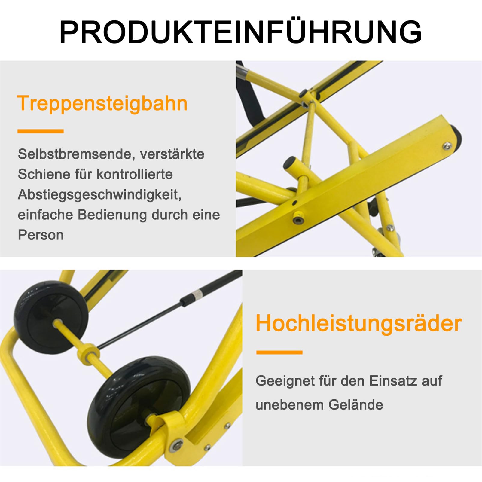 Portable Folding Stair Chair, Manual Lift Stair Chair Ambulance Firefighter Evacuation Light Lift Stair Chair - Lifts Up to 350 lbs for Disabled Transfer mit Quick Release Buckles