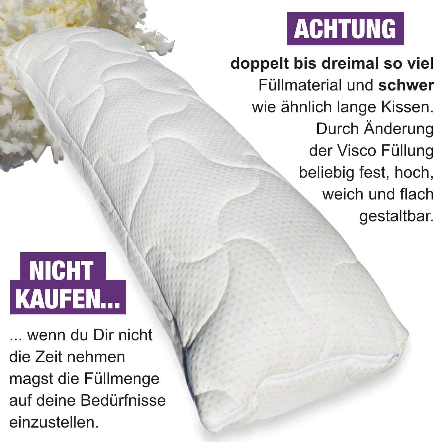 Traumreiter Seitenschläferkissen Memory Foam orthopädisches Kissen 140x40 cm verstellbar XXL Body Pillow