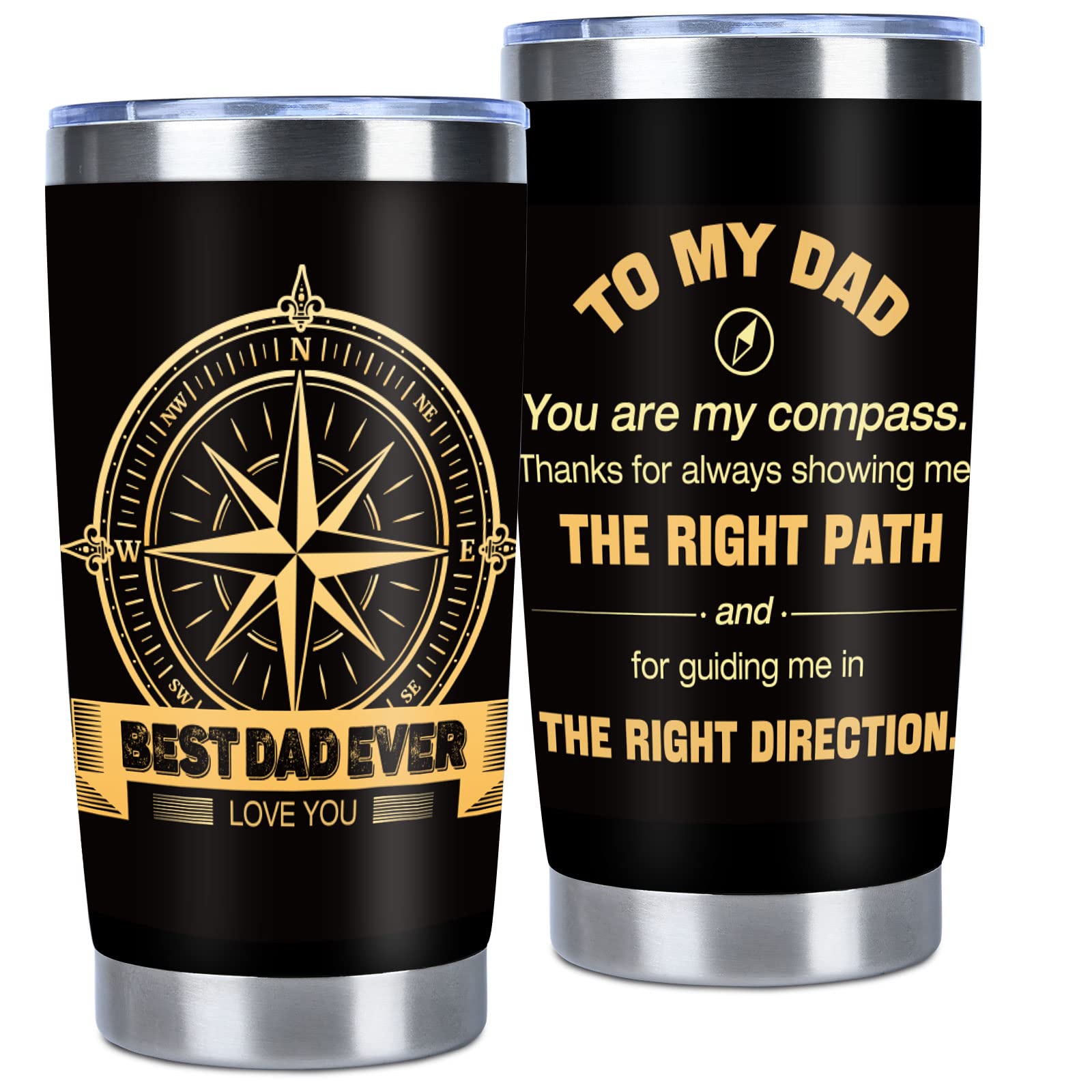 KINGNOW Gifts For Dad Stainless Steel Tumbler 20oz For Men (Black)