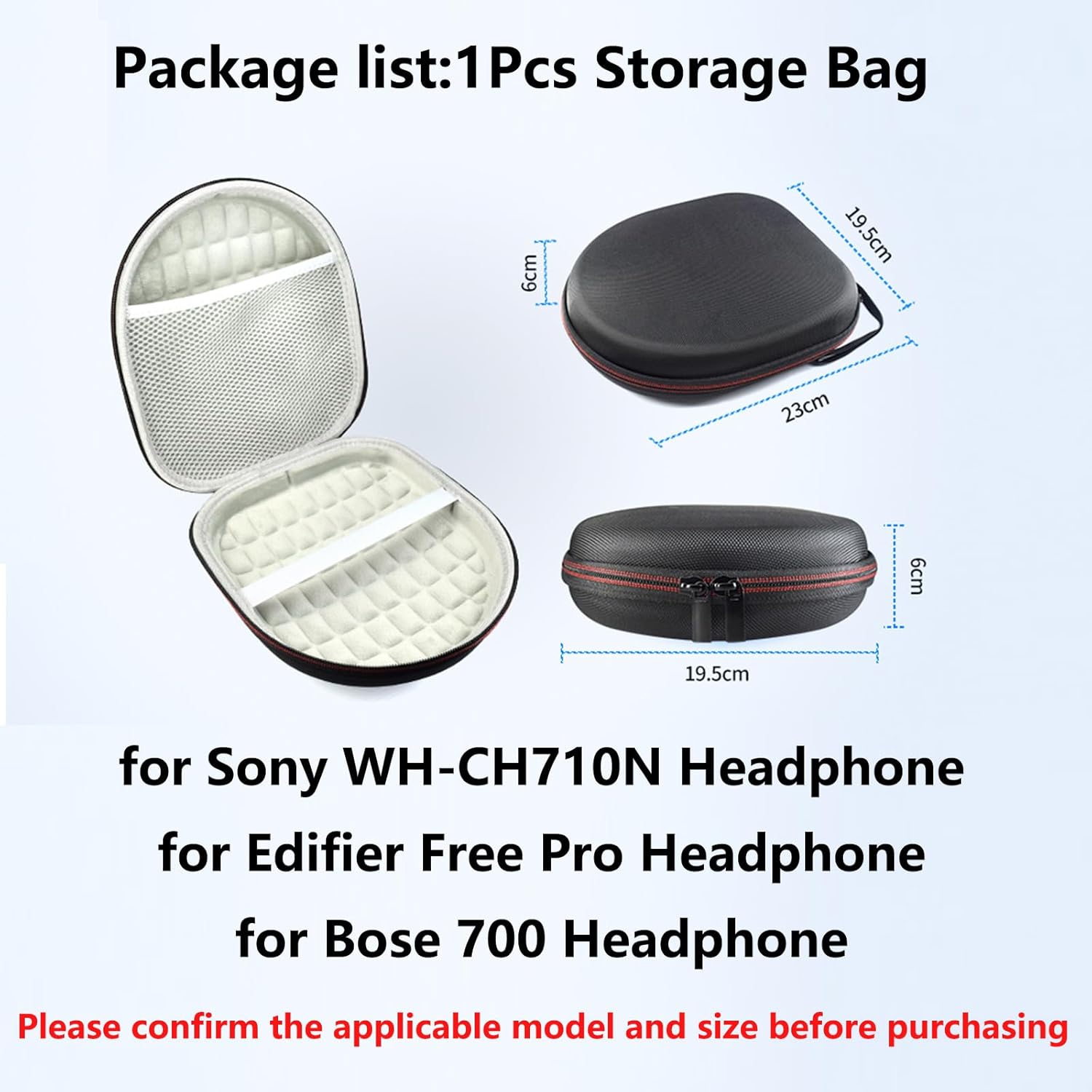EVA Travel Carrying Case for JBL for Sony WH-CH710N for Edifier pro W820NB Headphone Case Bag (Black) - Image 2