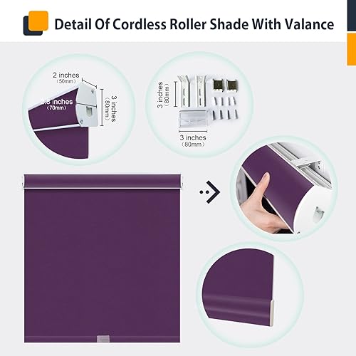 Miniatura 4 de Persianas opacas sin cordón, cortinas de tela morada con cenefa, aislamiento térmico, protección UV, filtro de luz, persianas enrollables para