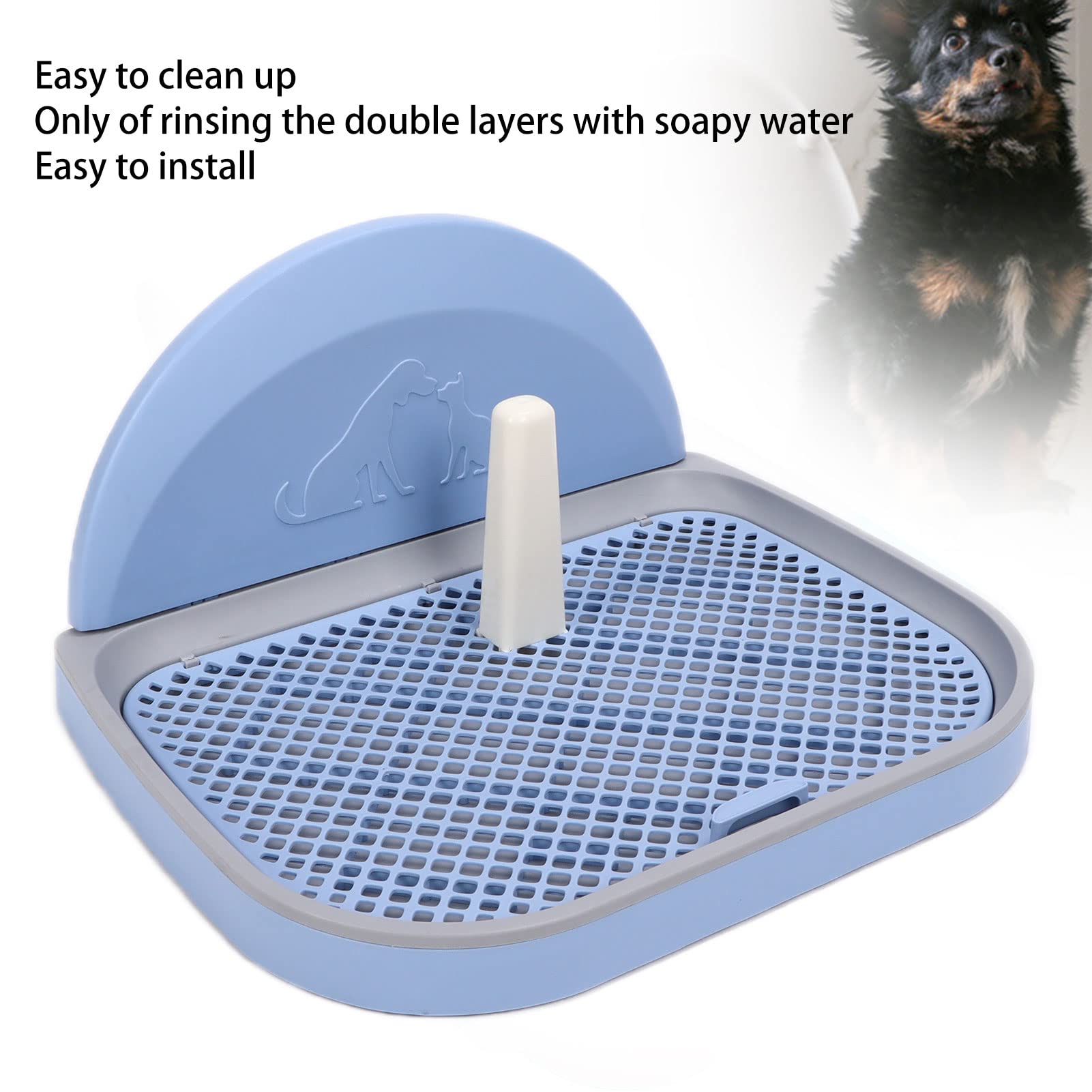Pssopp Formation de Chien Toilette Chien Pot Clôture Pot Plateau avec Couverture Murale Tapis de Formation Support Protection du Sol Support de Tapis pour Chien(Bleu)