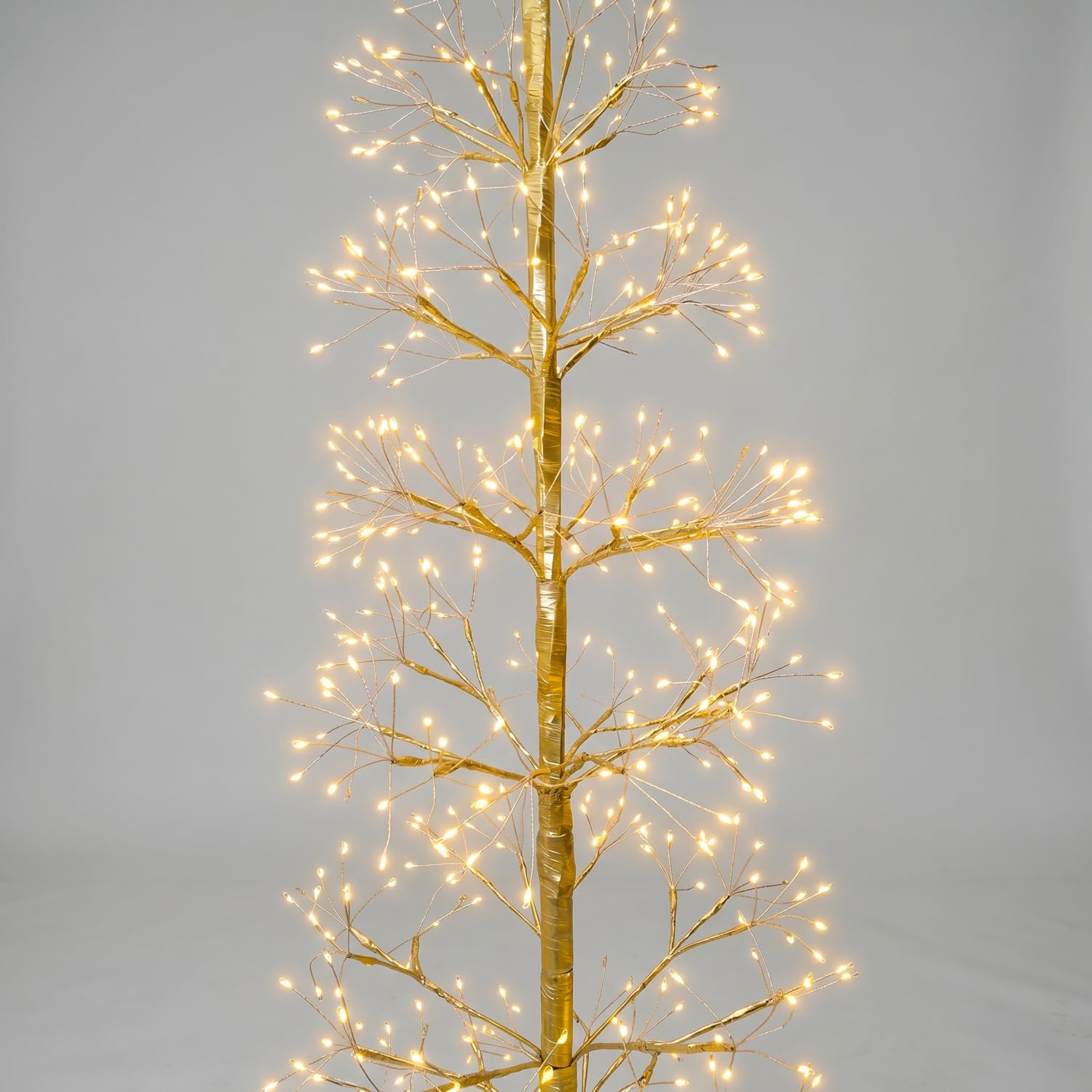 Albero di Natale Faggio Slim Luminoso 1080 LED Struttura Oro Altezza 180 cm