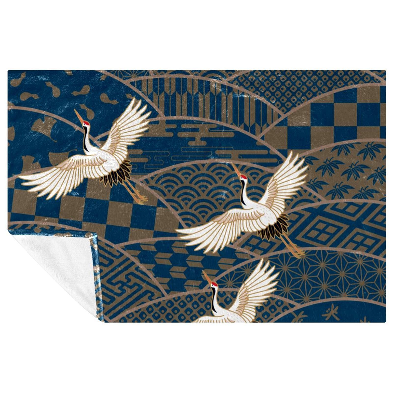 Couverture chaude imprimé grues ultra moelleuse de 150x100 cm